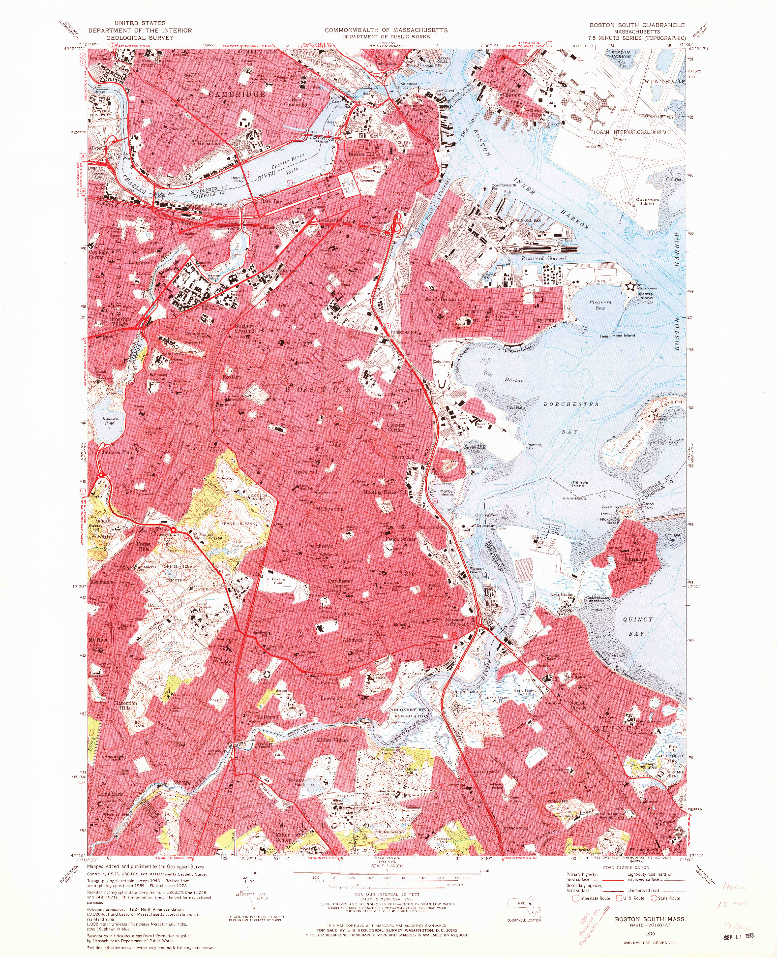 USGS 1:24000-SCALE QUADRANGLE FOR BOSTON SOUTH, MA 1970