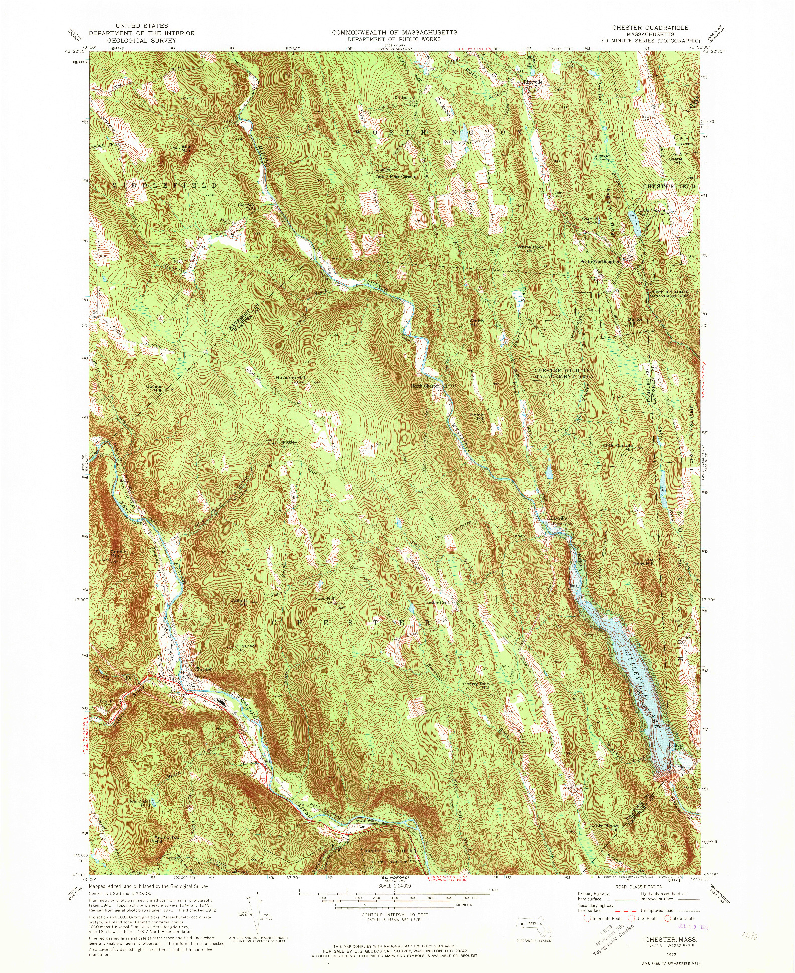 USGS 1:24000-SCALE QUADRANGLE FOR CHESTER, MA 1972