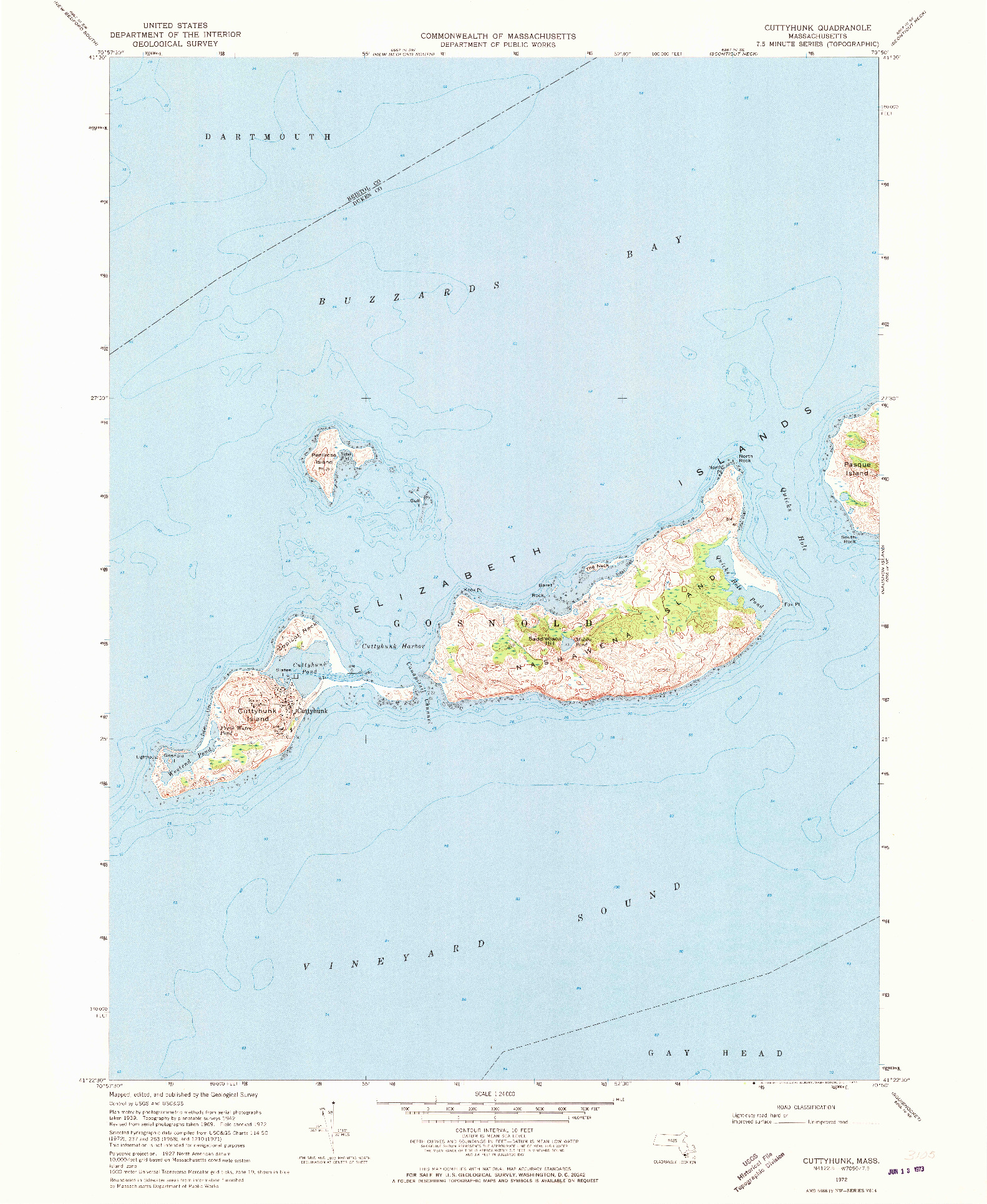 USGS 1:24000-SCALE QUADRANGLE FOR CUTTYHUNK, MA 1972