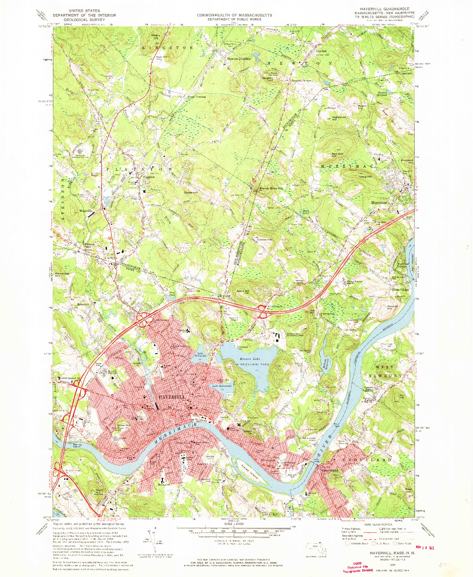 USGS 1:24000-SCALE QUADRANGLE FOR HAVERHILL, MA 1972