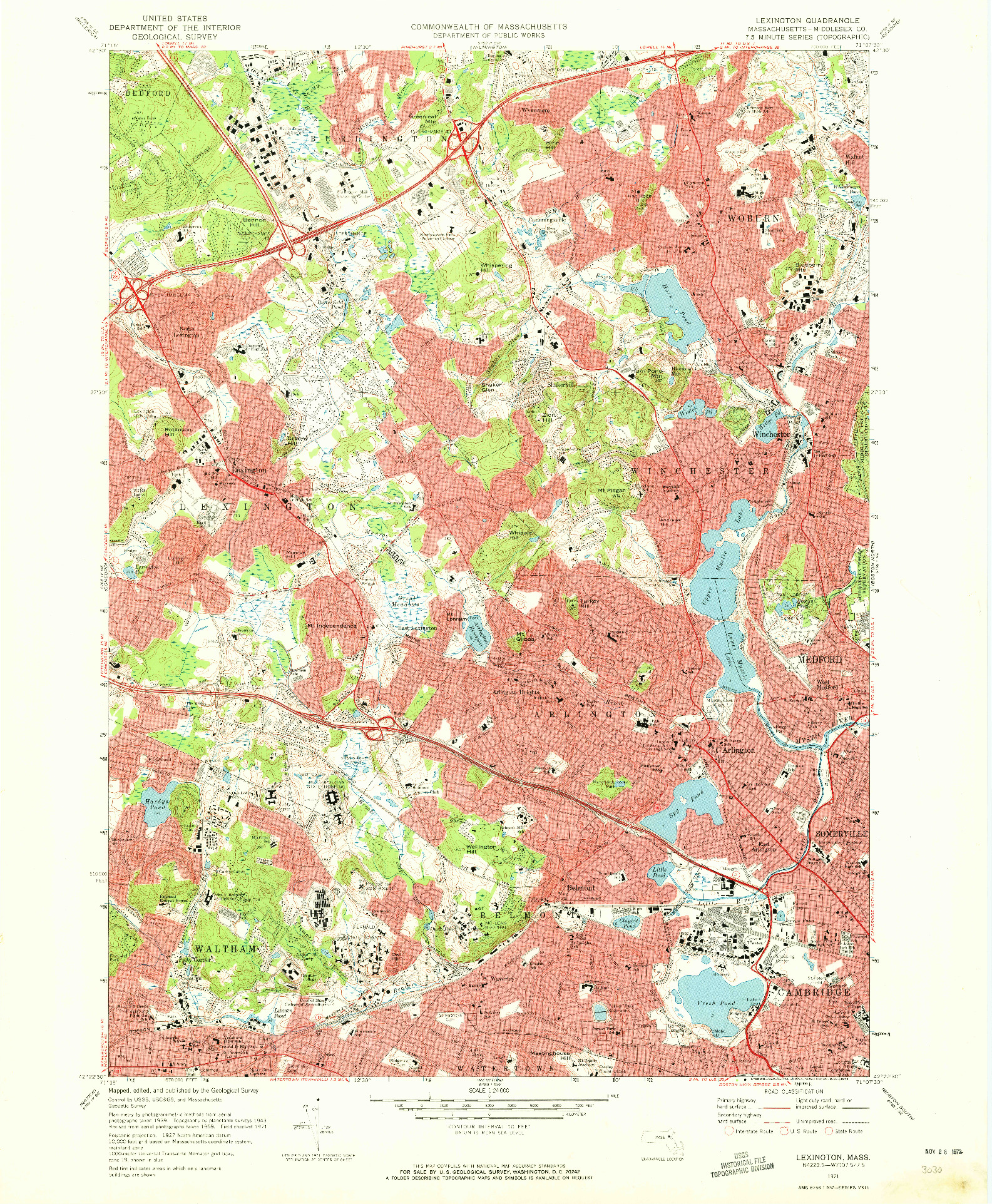 USGS 1:24000-SCALE QUADRANGLE FOR LEXINGTON, MA 1971