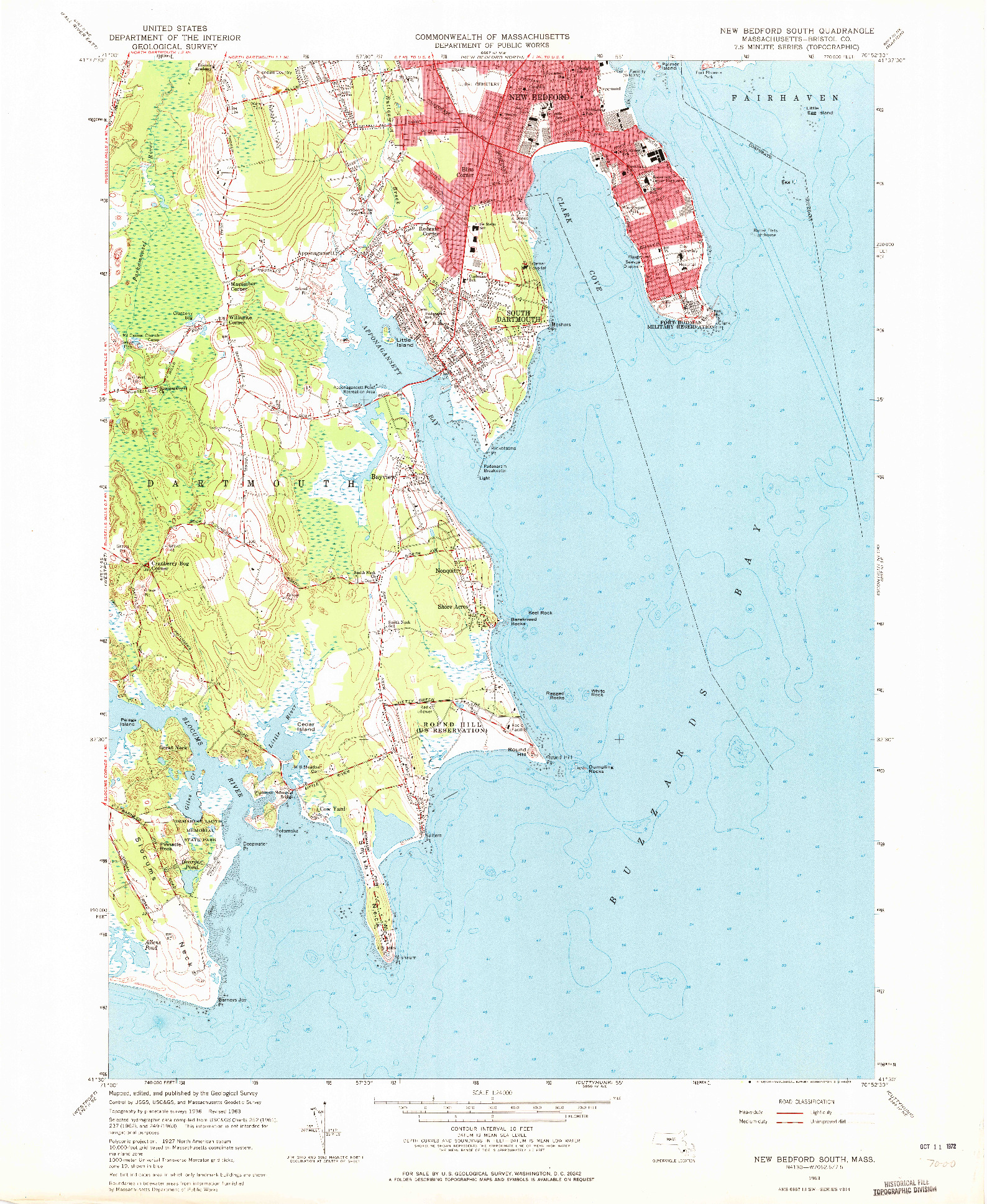 USGS 1:24000-SCALE QUADRANGLE FOR NEW BEDFORD SOUTH, MA 1963