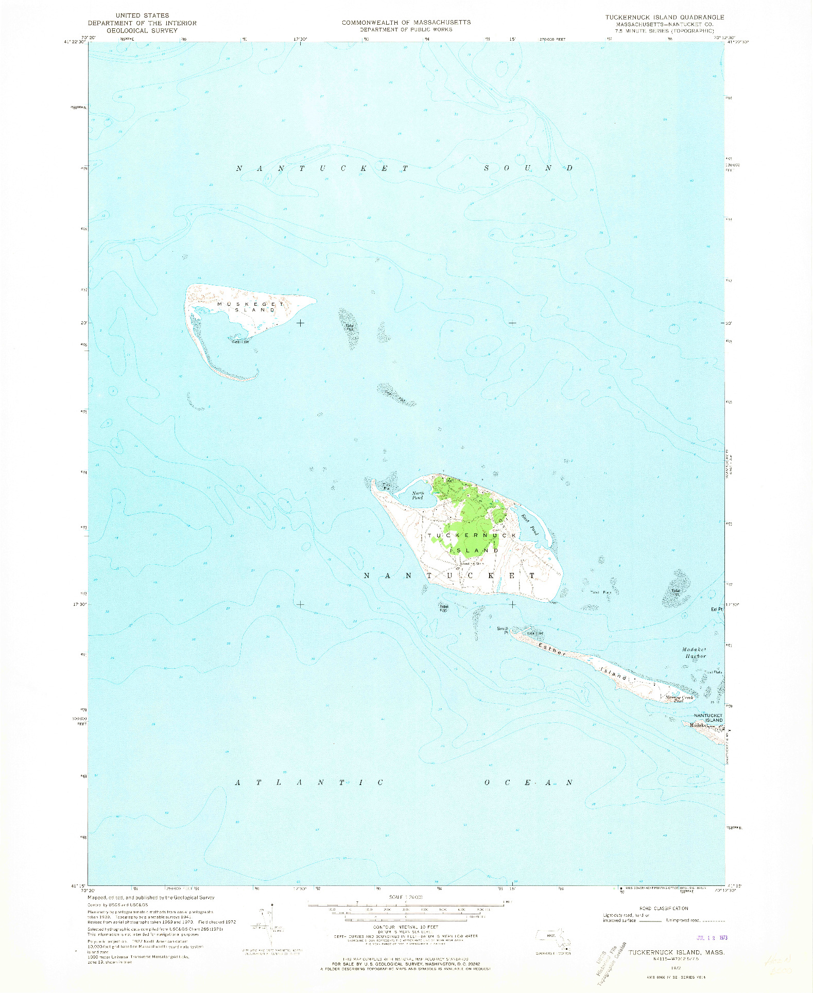 USGS 1:24000-SCALE QUADRANGLE FOR TUCKERNUCK ISLAND, MA 1972