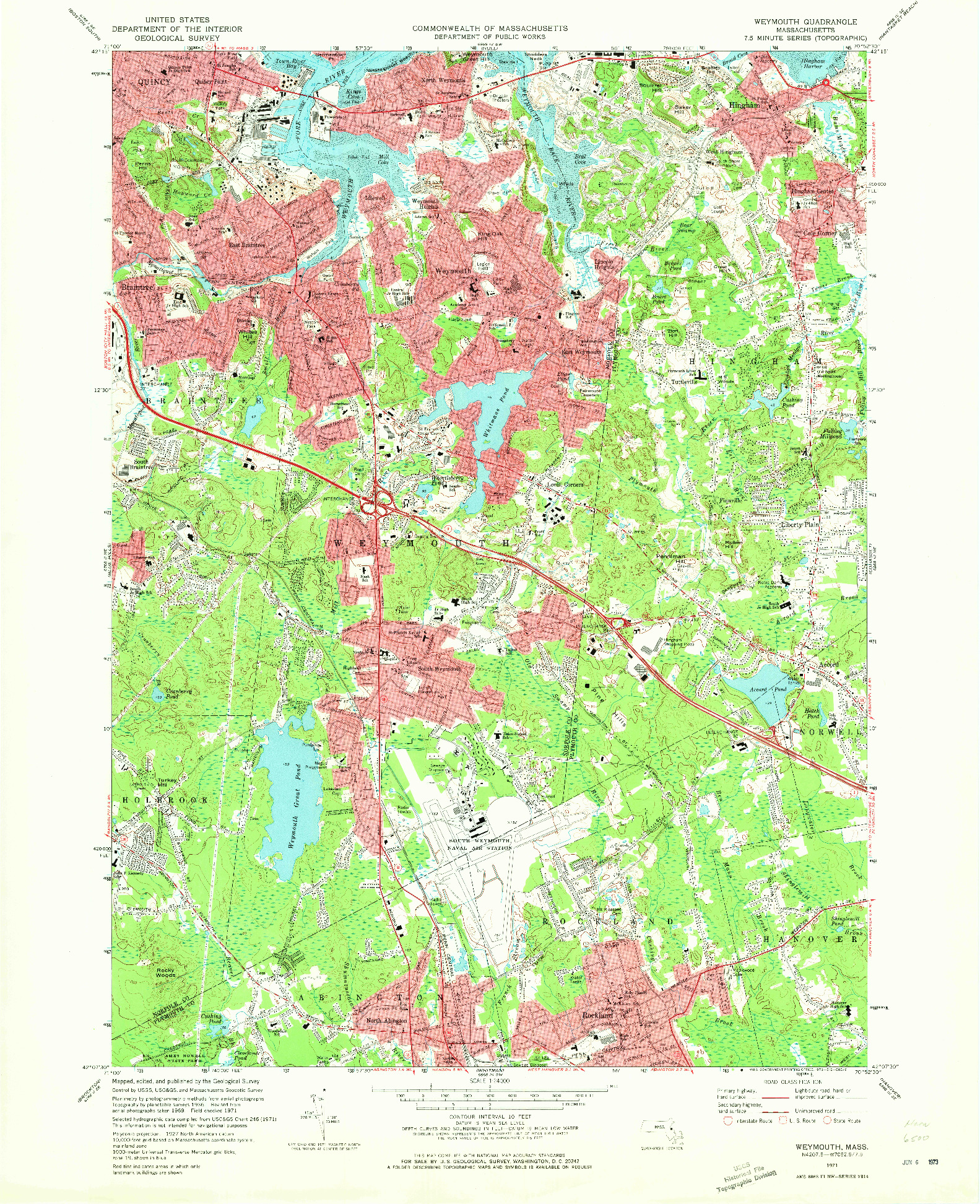 USGS 1:24000-SCALE QUADRANGLE FOR WEYMOUTH, MA 1971