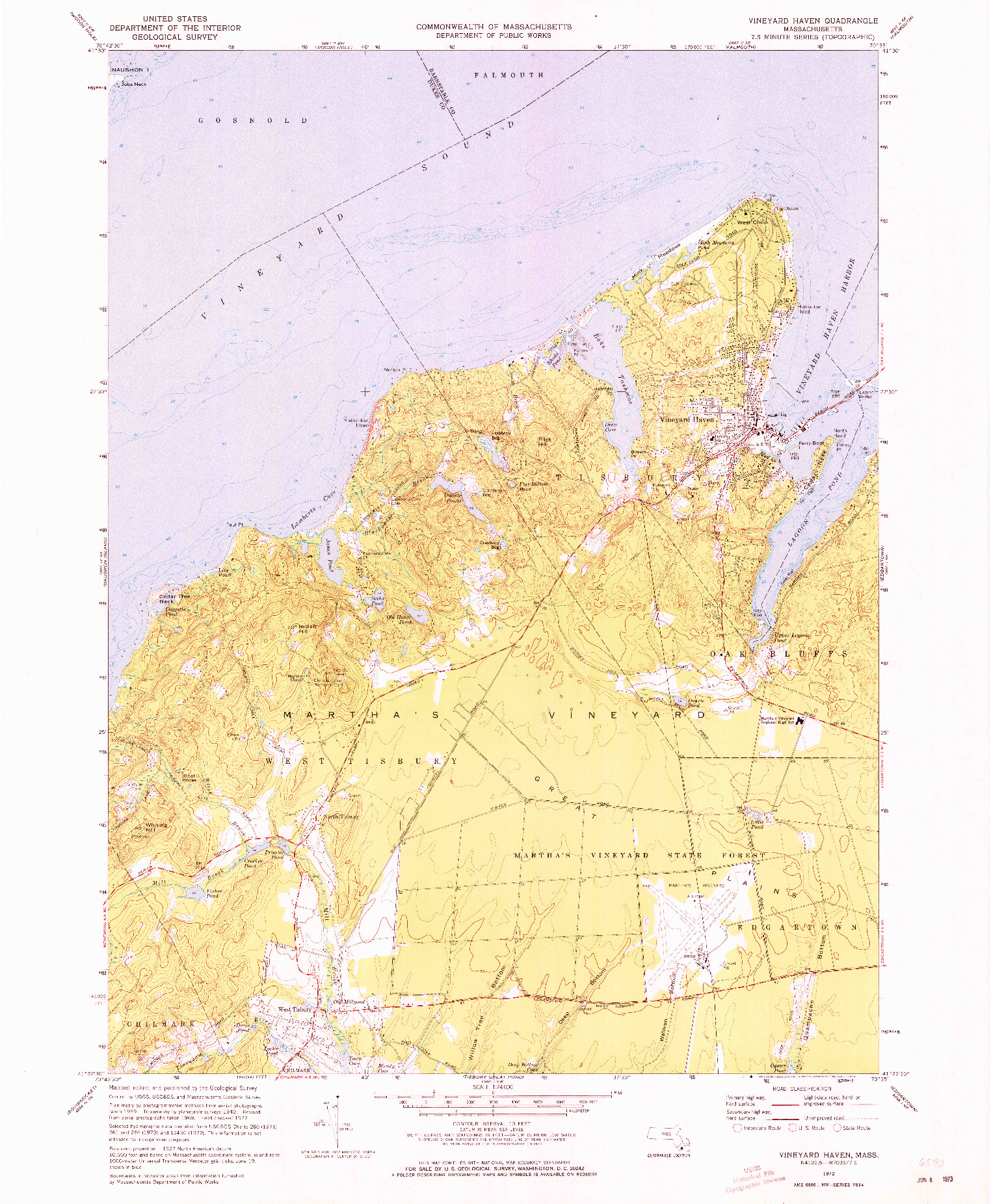 USGS 1:25000-SCALE QUADRANGLE FOR VINEYARD HAVEN, MA 1972