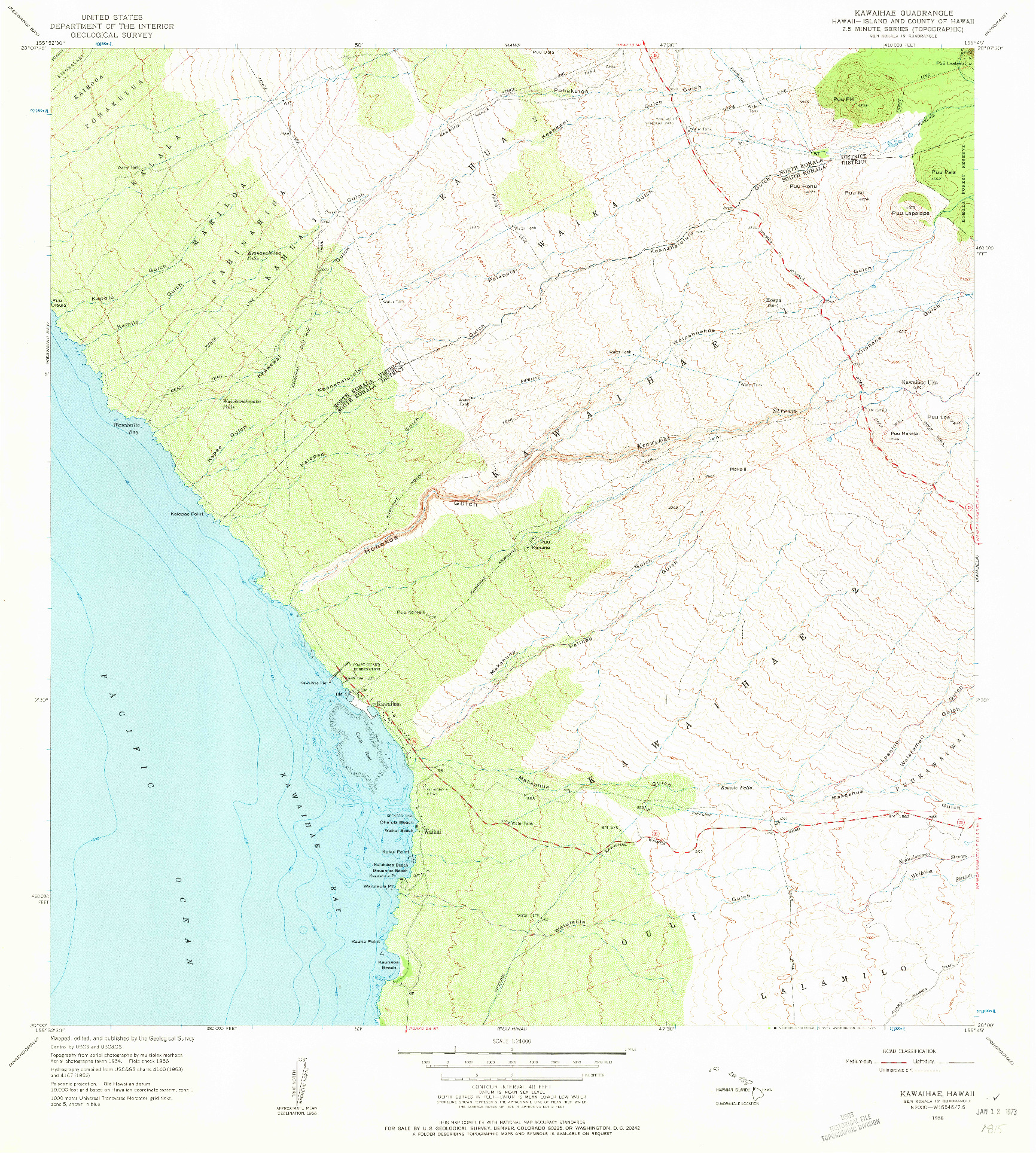USGS 1:24000-SCALE QUADRANGLE FOR KAWAIHAE, HI 1956