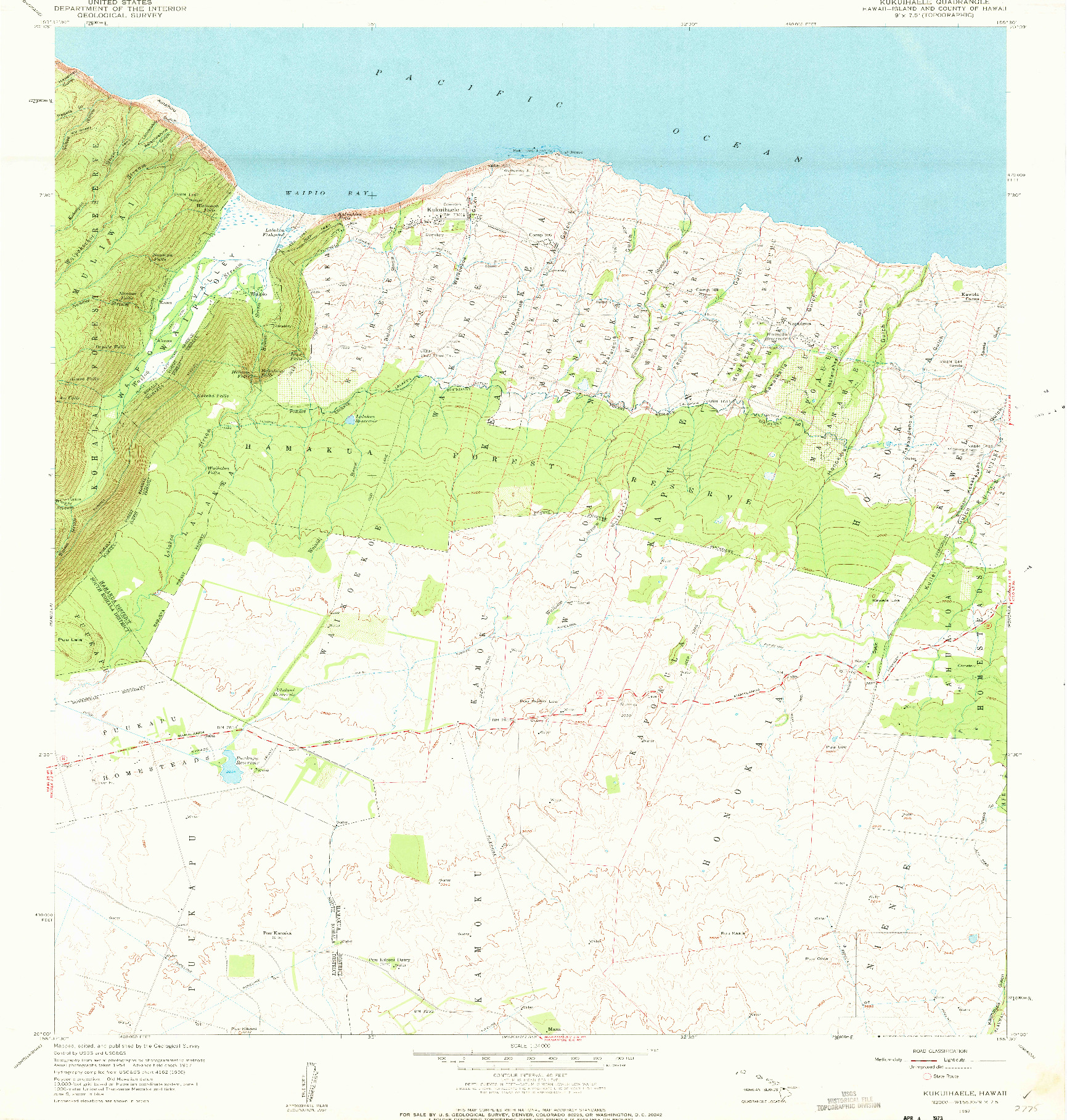 USGS 1:24000-SCALE QUADRANGLE FOR KUKUIHAELE, HI 1957