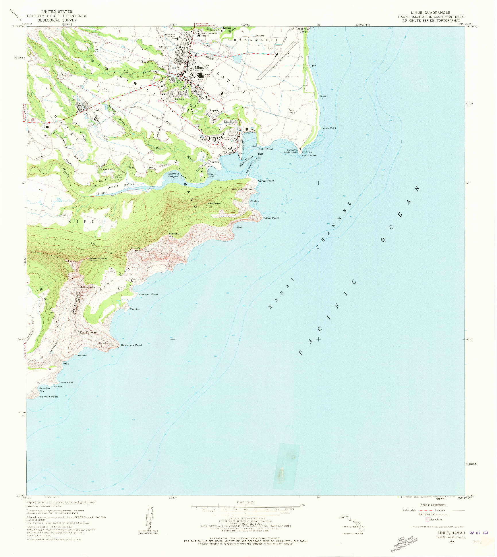 USGS 1:24000-SCALE QUADRANGLE FOR LIHUE, HI 1963