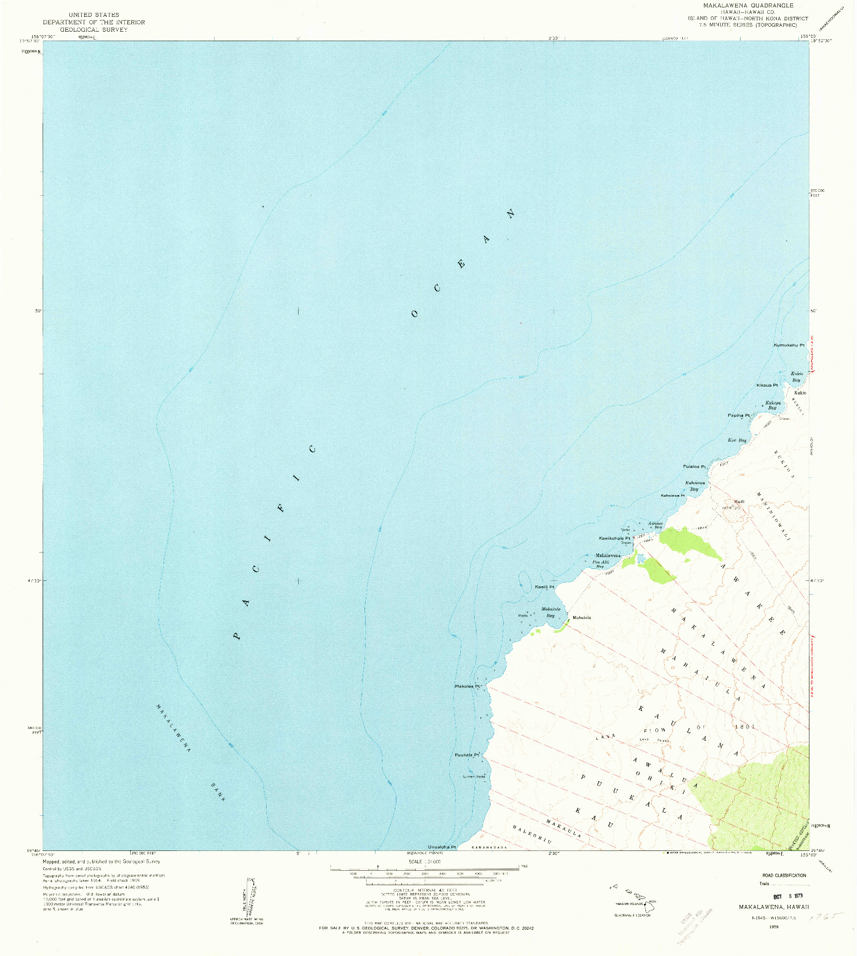USGS 1:24000-SCALE QUADRANGLE FOR MAKALAWENA, HI 1959