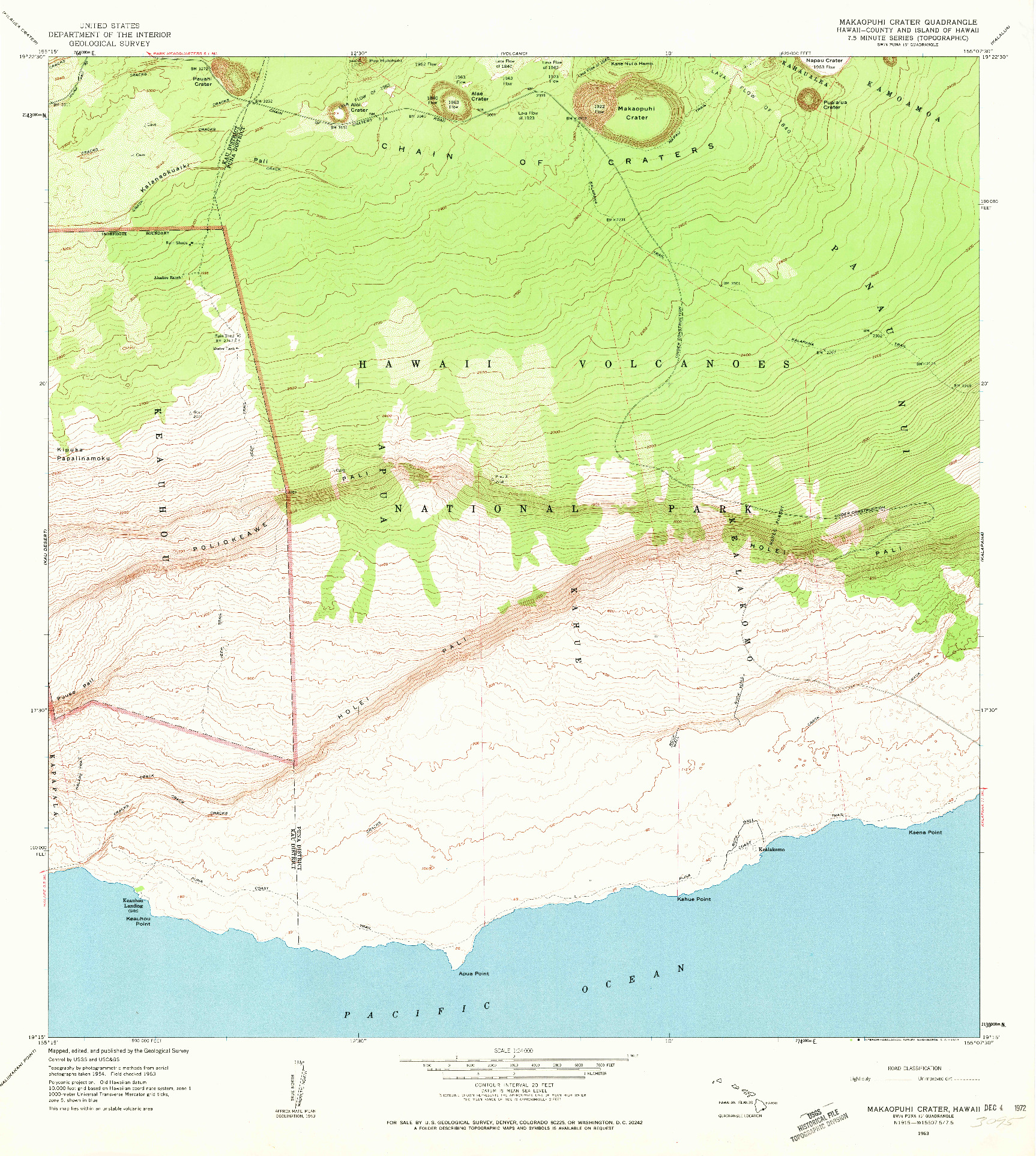 USGS 1:24000-SCALE QUADRANGLE FOR MAKAOPUHI CRATER, HI 1963