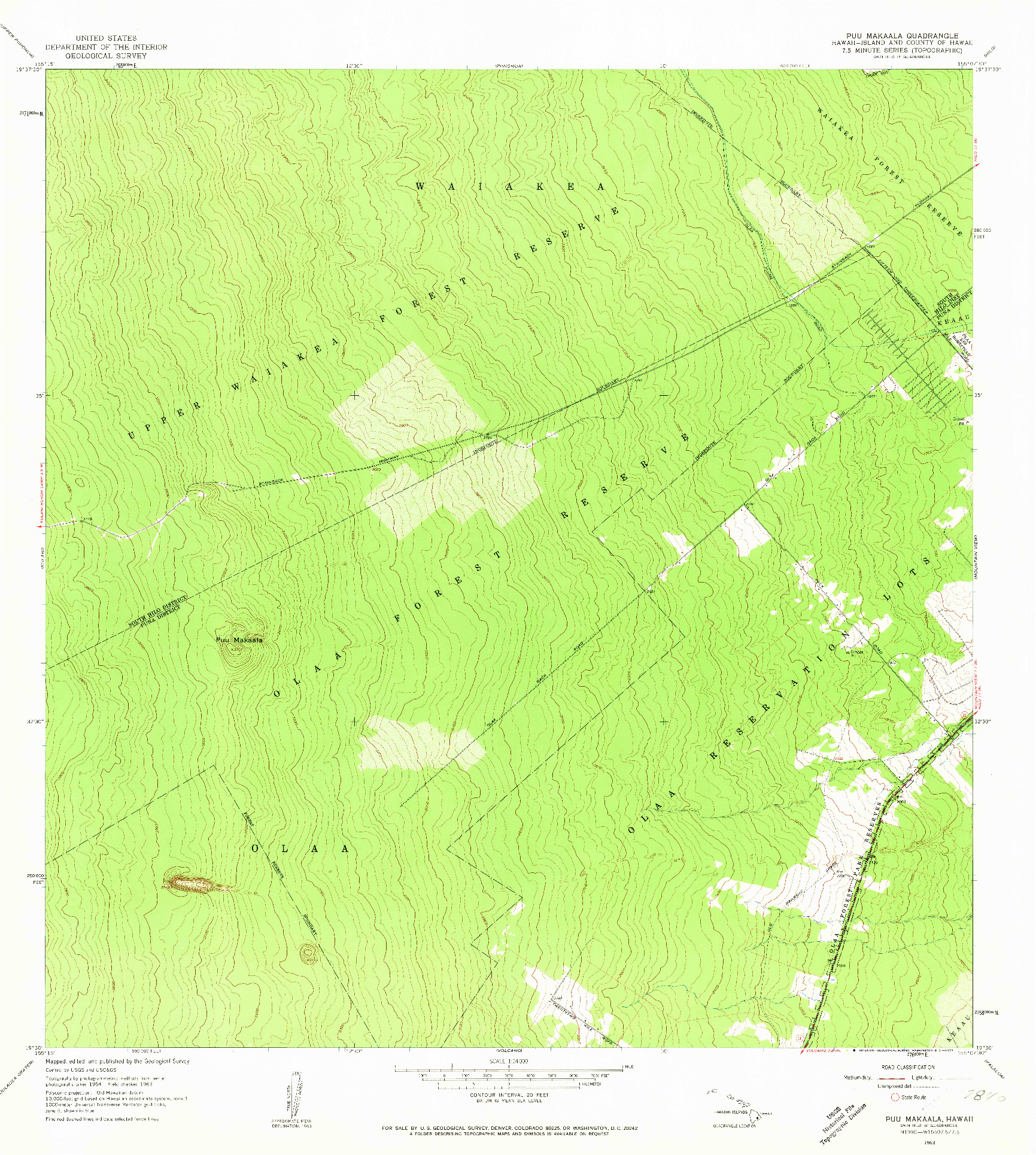 USGS 1:24000-SCALE QUADRANGLE FOR PUU MAKAALA, HI 1963