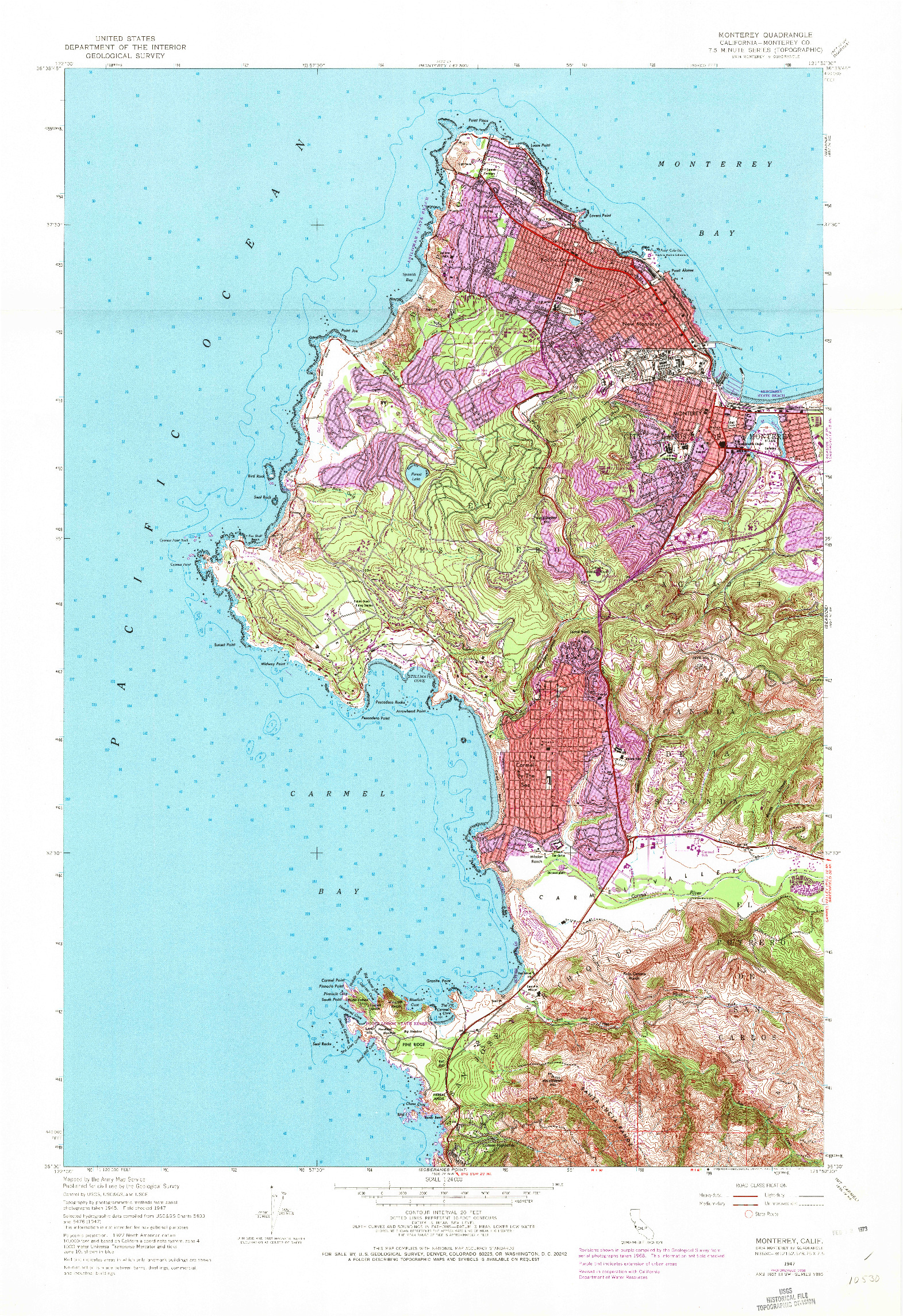 USGS 1:24000-SCALE QUADRANGLE FOR MONTEREY, CA 1947