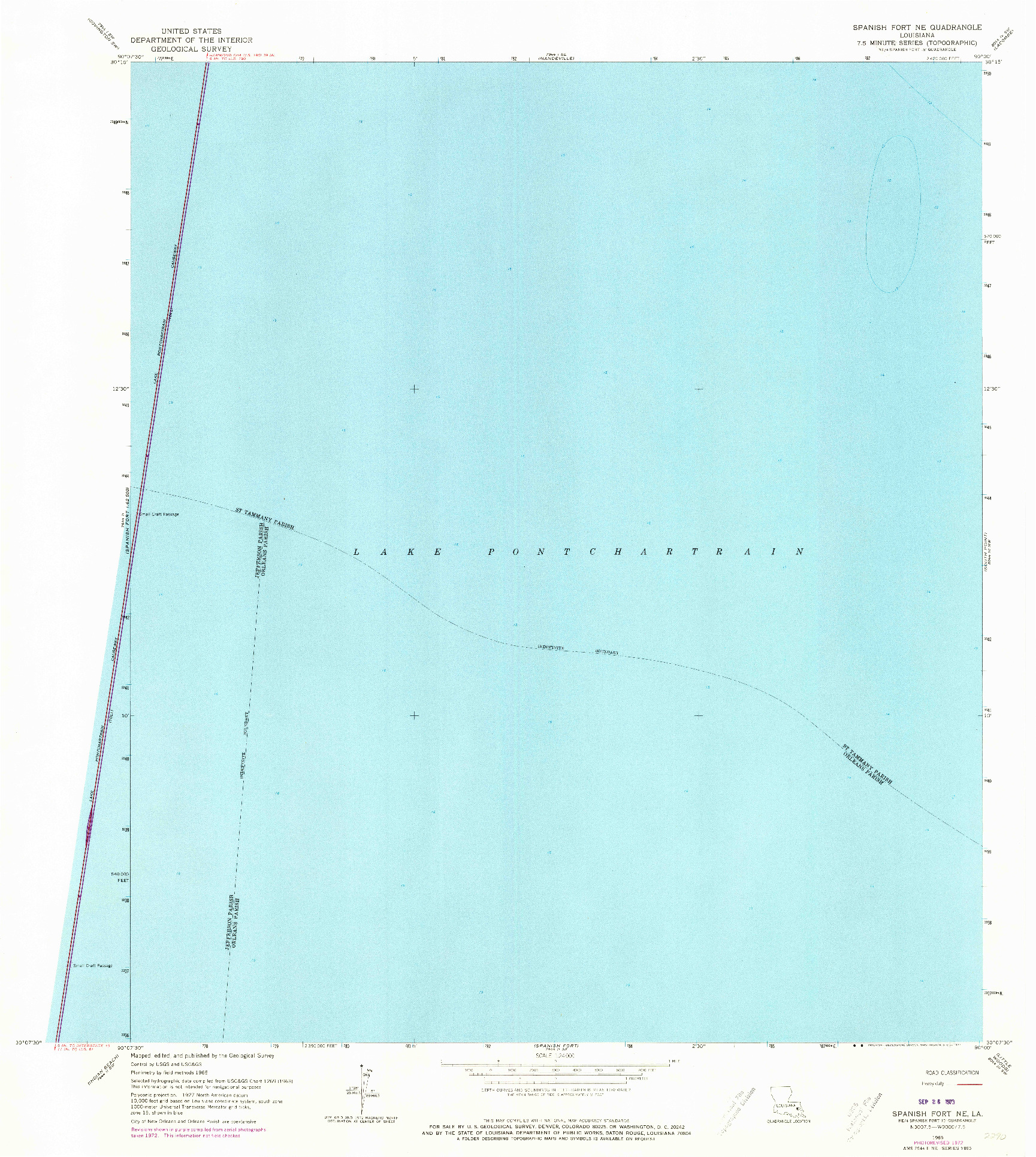 USGS 1:24000-SCALE QUADRANGLE FOR SPANISH FORT NE, LA 1965