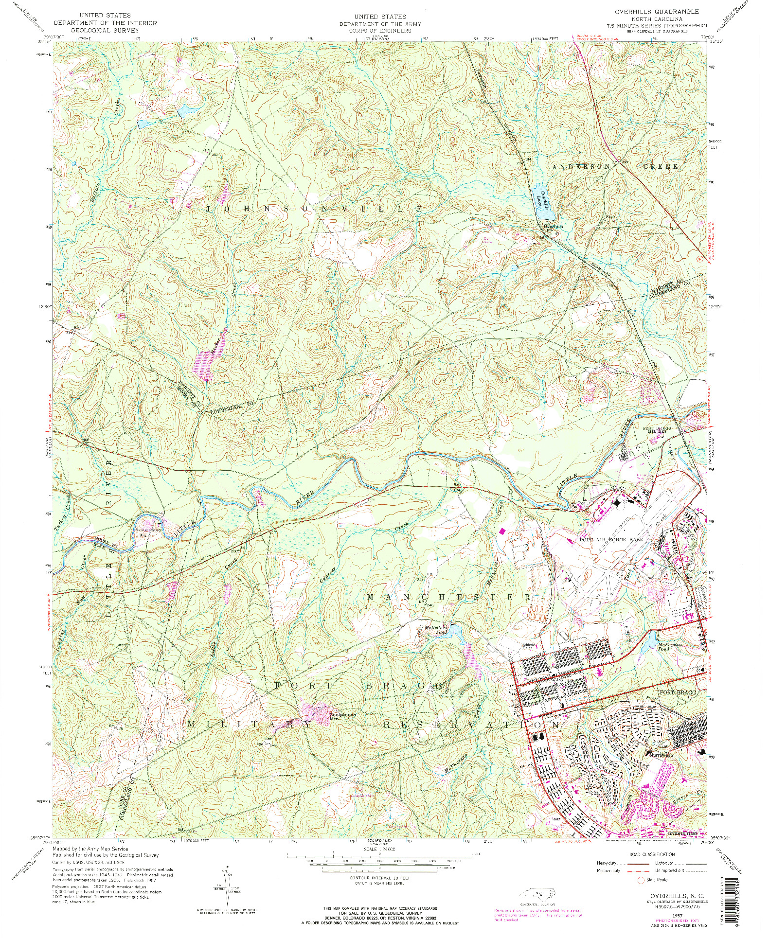 USGS 1:24000-SCALE QUADRANGLE FOR OVERHILLS, NC 1957