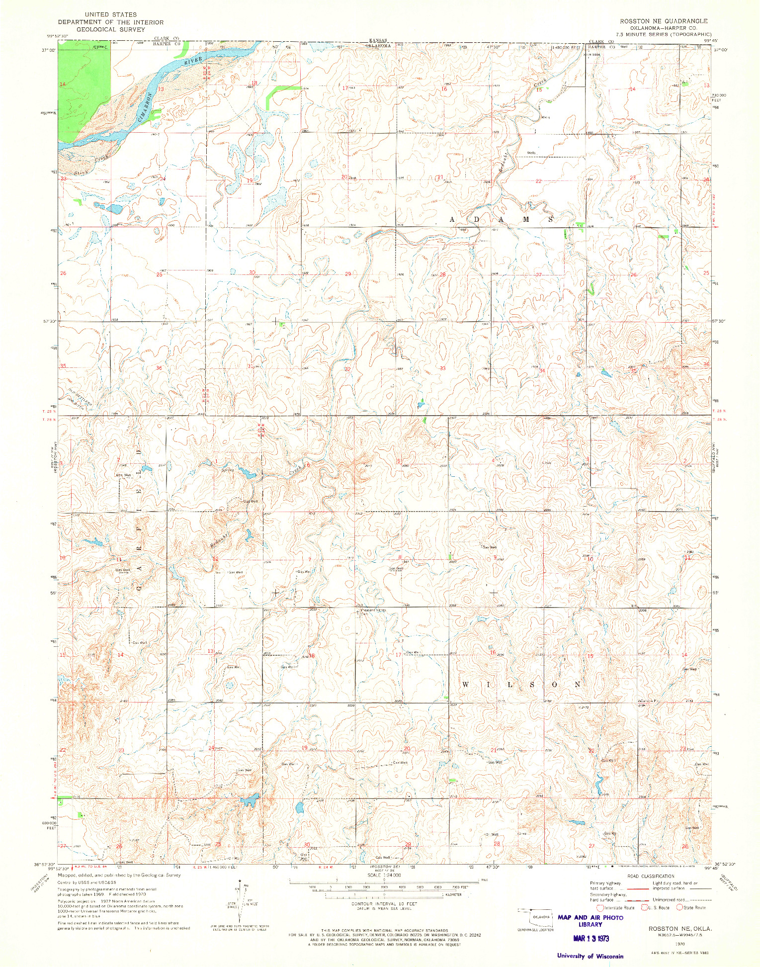 USGS 1:24000-SCALE QUADRANGLE FOR ROSSTON NE, OK 1970