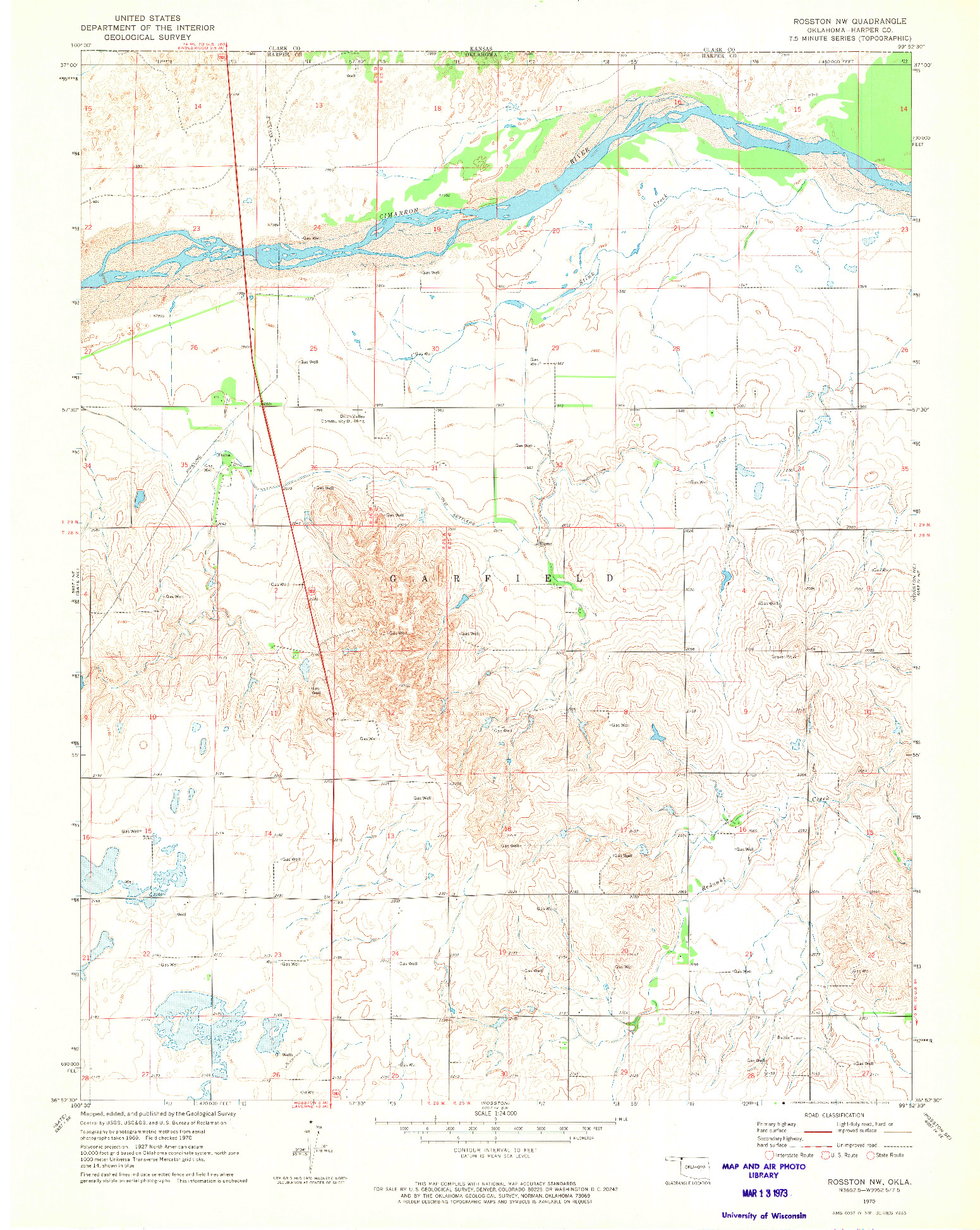 USGS 1:24000-SCALE QUADRANGLE FOR ROSSTON NW, OK 1970