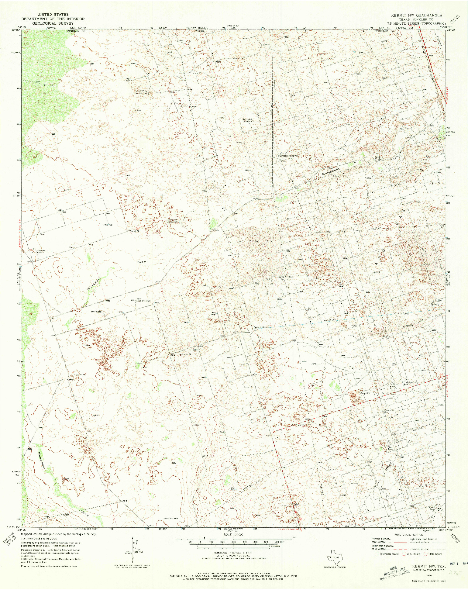 USGS 1:24000-SCALE QUADRANGLE FOR KERMIT NW, TX 1970