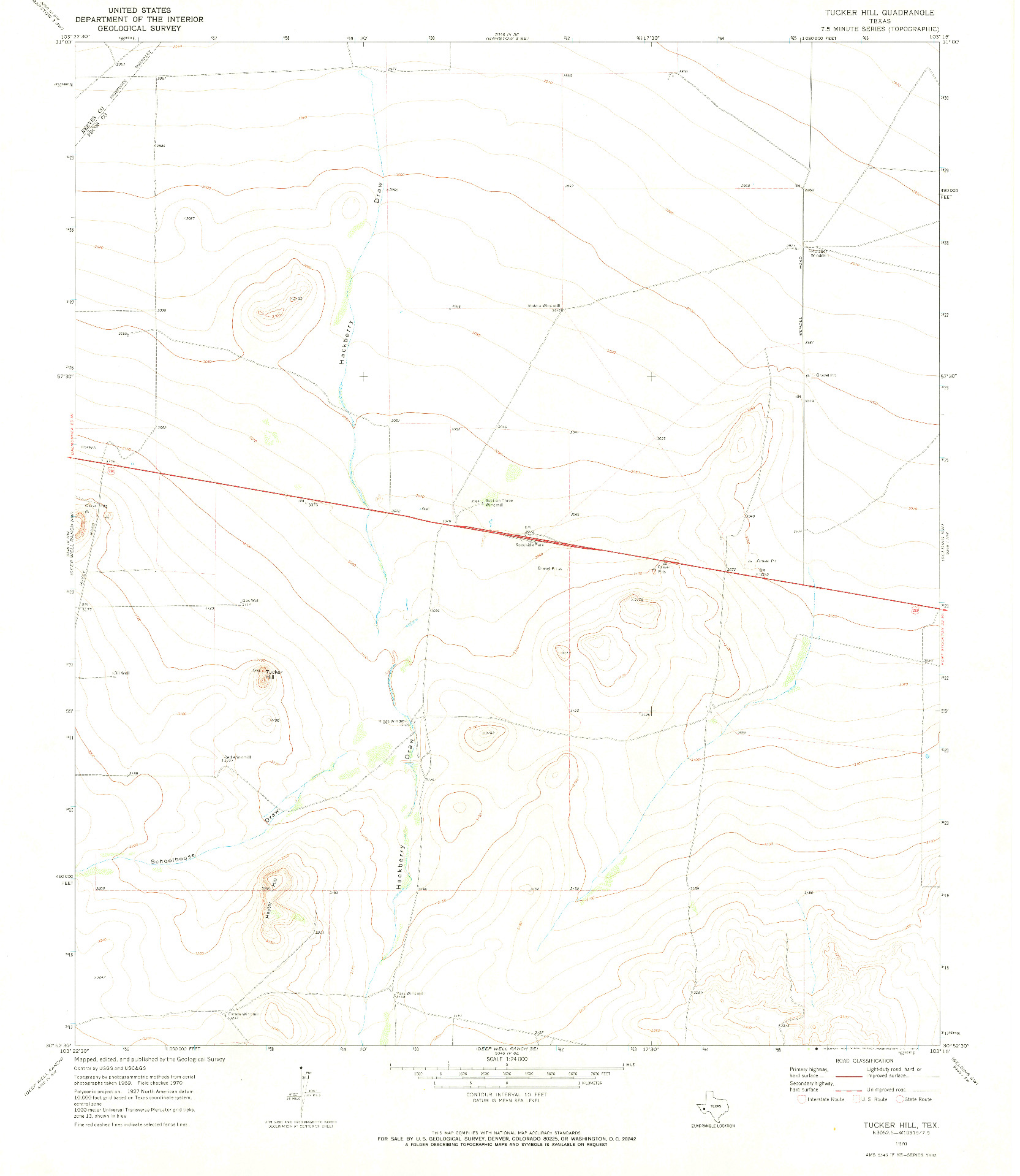 USGS 1:24000-SCALE QUADRANGLE FOR TUCKER HILL, TX 1970