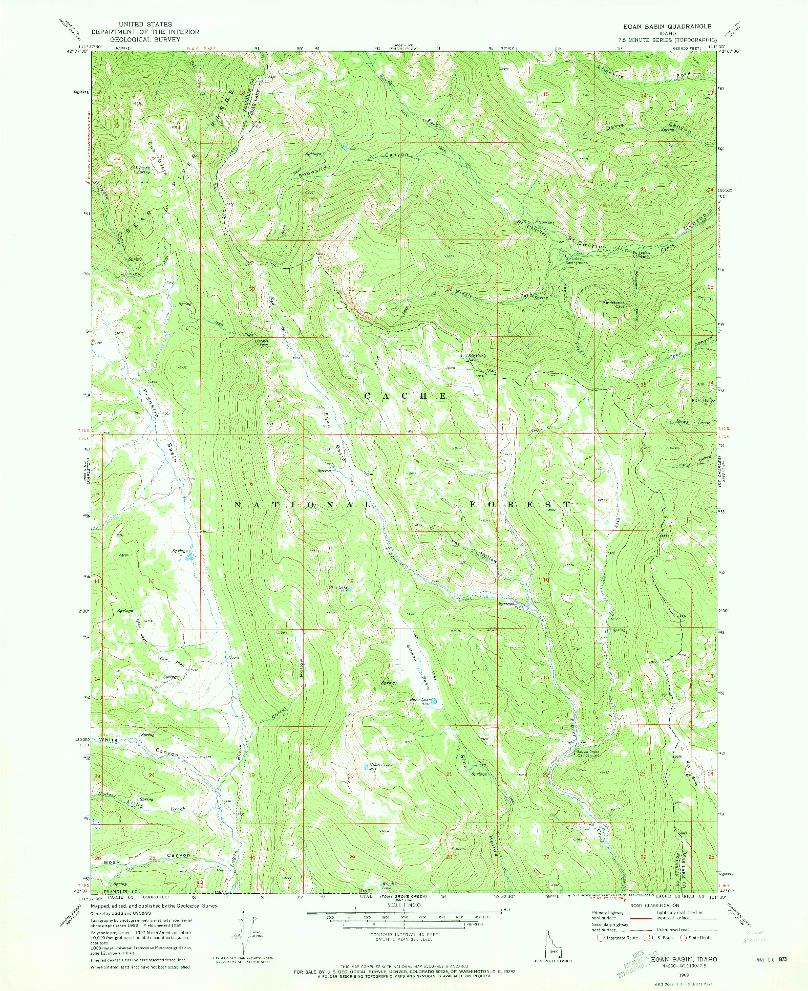 USGS 1:24000-SCALE QUADRANGLE FOR EGAN BASIN, ID 1969