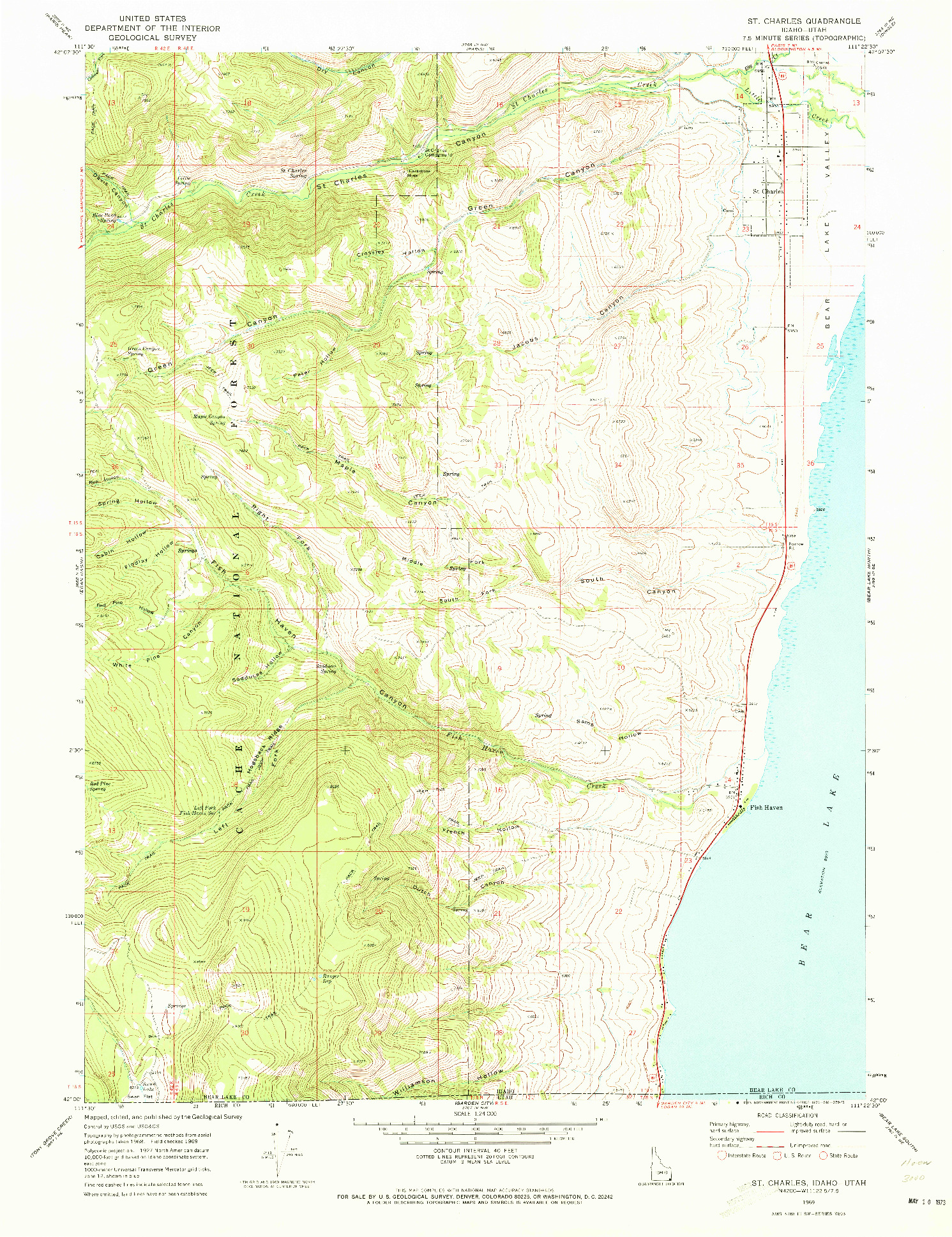 USGS 1:24000-SCALE QUADRANGLE FOR ST CHARLES, ID 1969