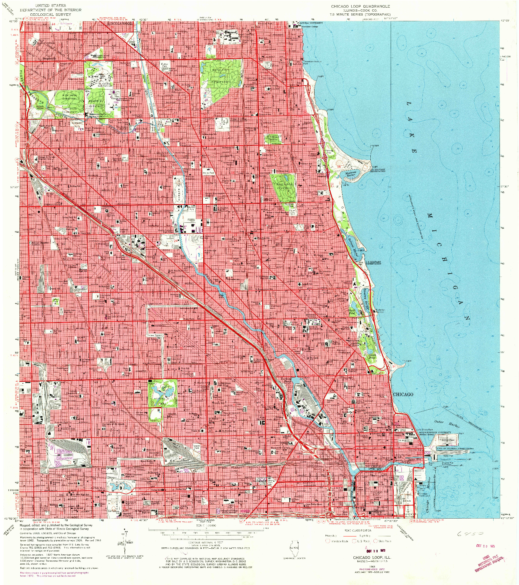 USGS 1:24000-SCALE QUADRANGLE FOR CHICAGO LOOP, IL 1963