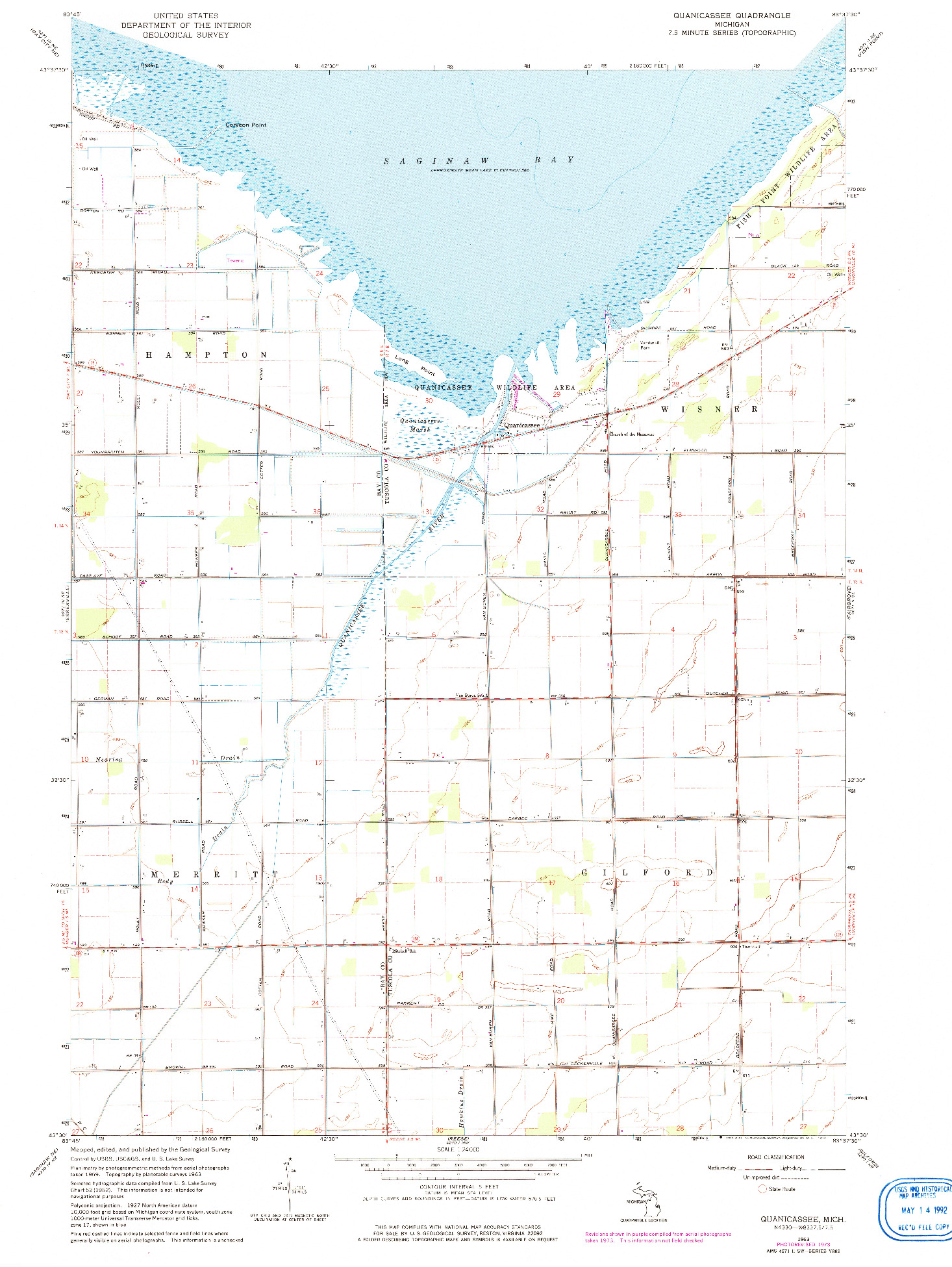 USGS 1:24000-SCALE QUADRANGLE FOR QUANICASSEE, MI 1963