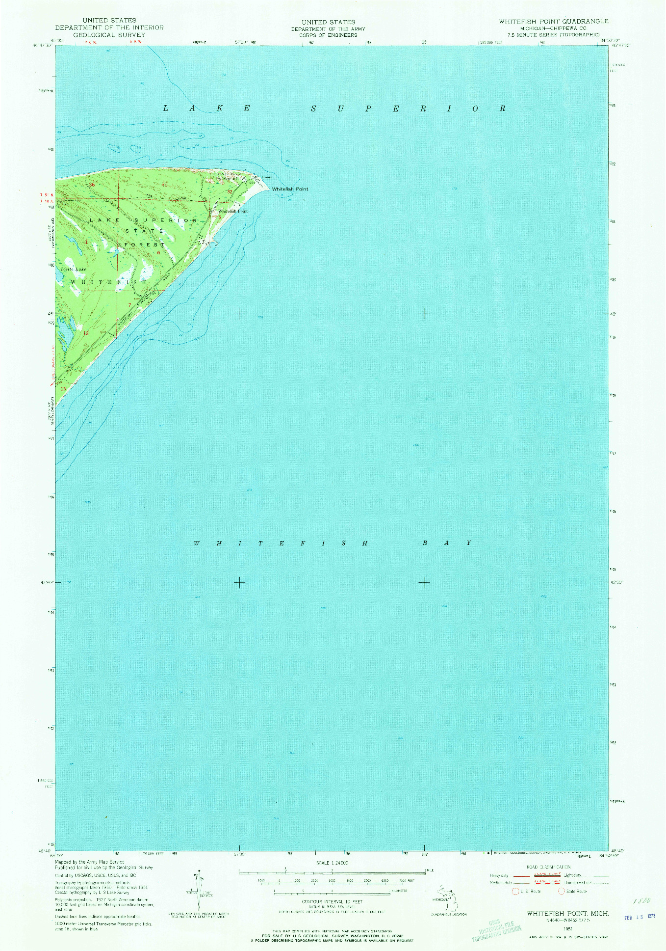 USGS 1:24000-SCALE QUADRANGLE FOR WHITEFISH POINT, MI 1951