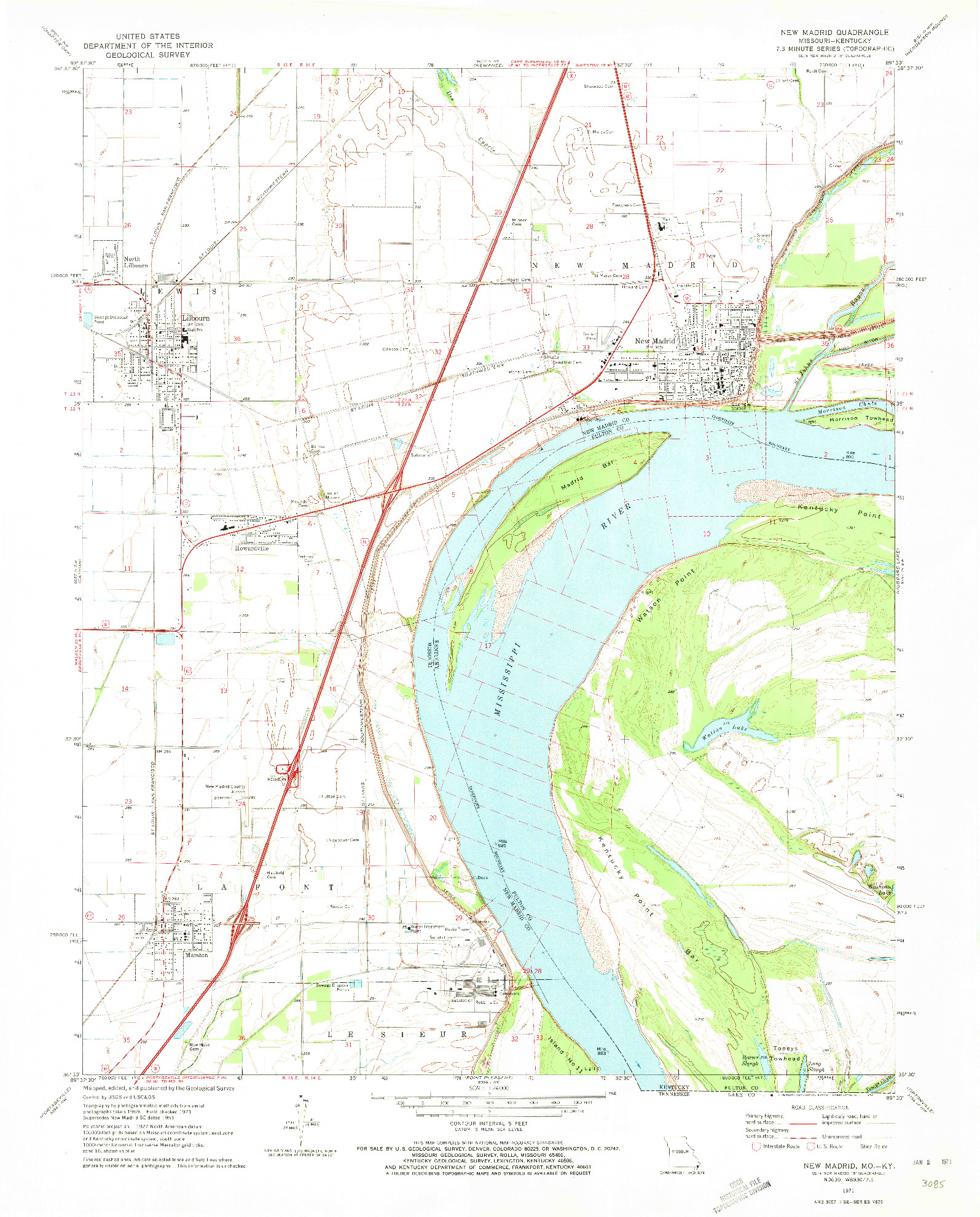 USGS 1:24000-SCALE QUADRANGLE FOR NEW MADRID, MO 1971