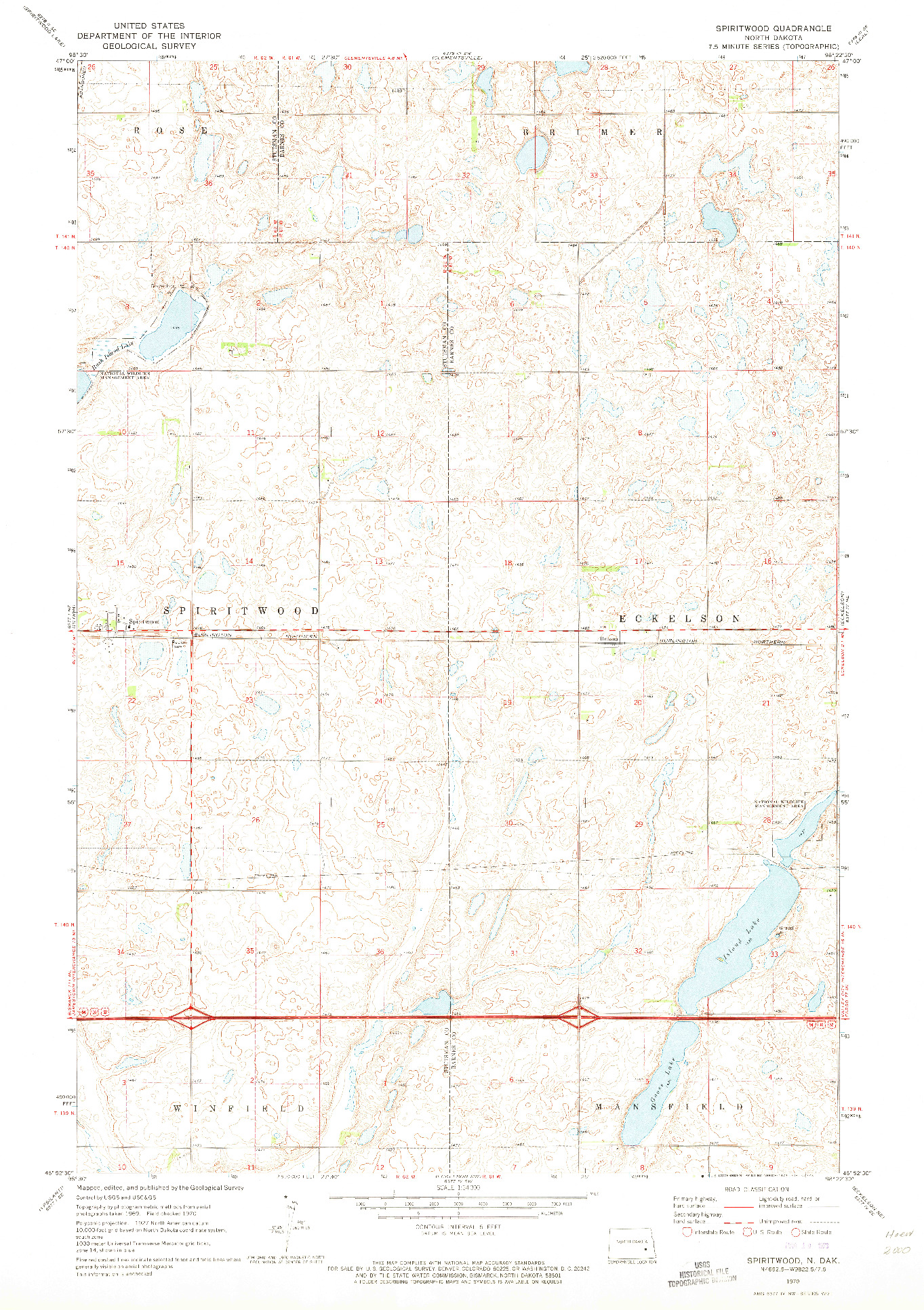 USGS 1:24000-SCALE QUADRANGLE FOR SPIRITWOOD, ND 1970