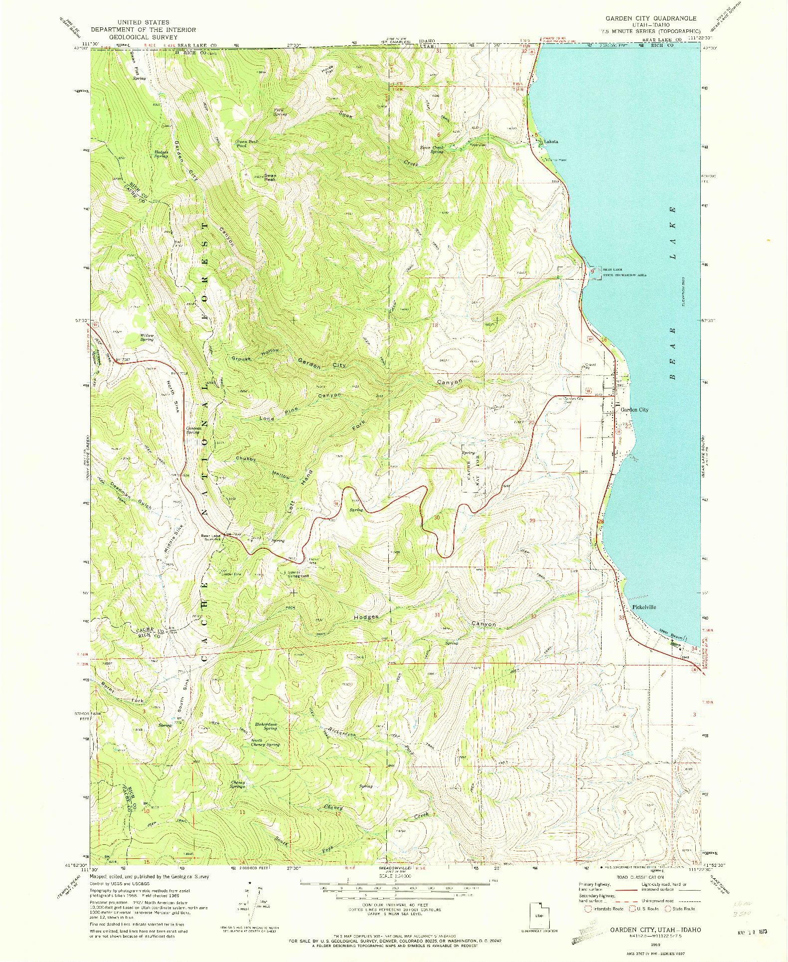 USGS 1:24000-SCALE QUADRANGLE FOR GARDEN CITY, UT 1969