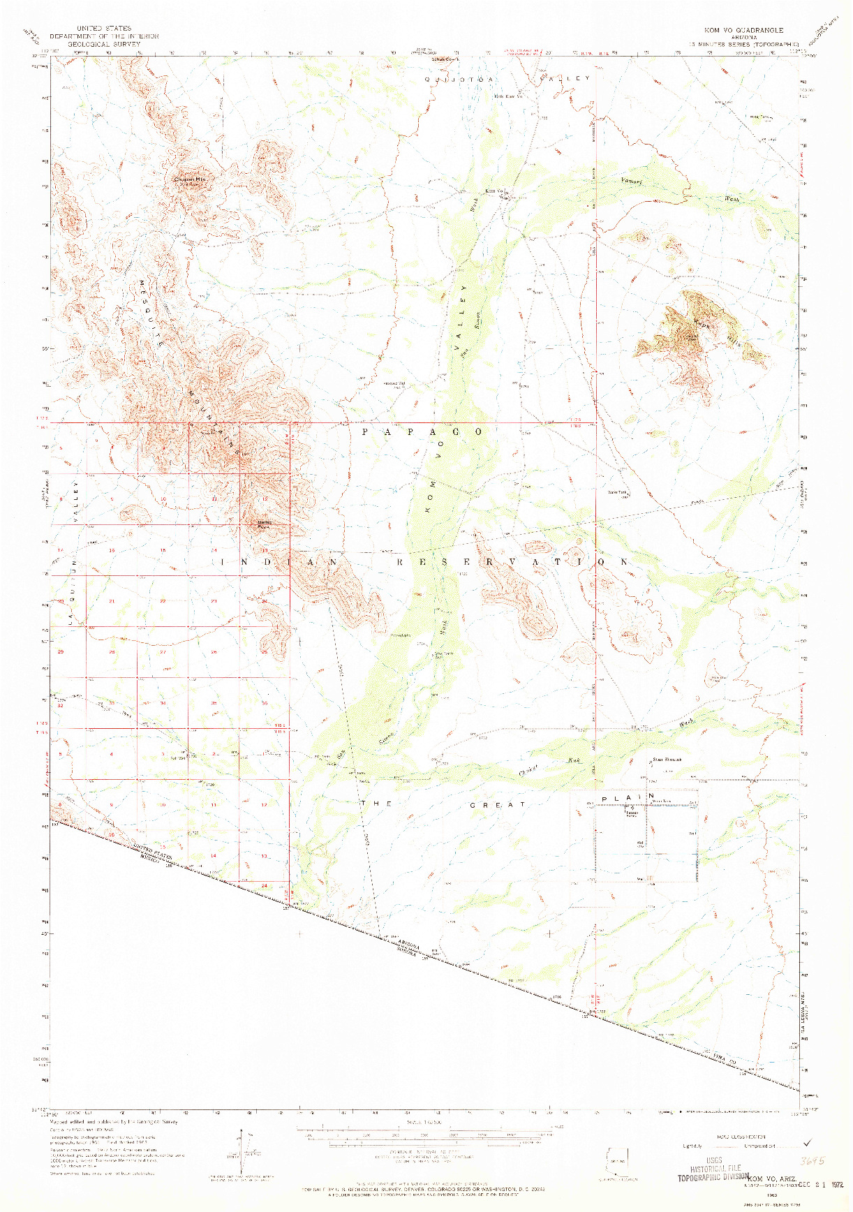 USGS 1:62500-SCALE QUADRANGLE FOR KOM VO, AZ 1963