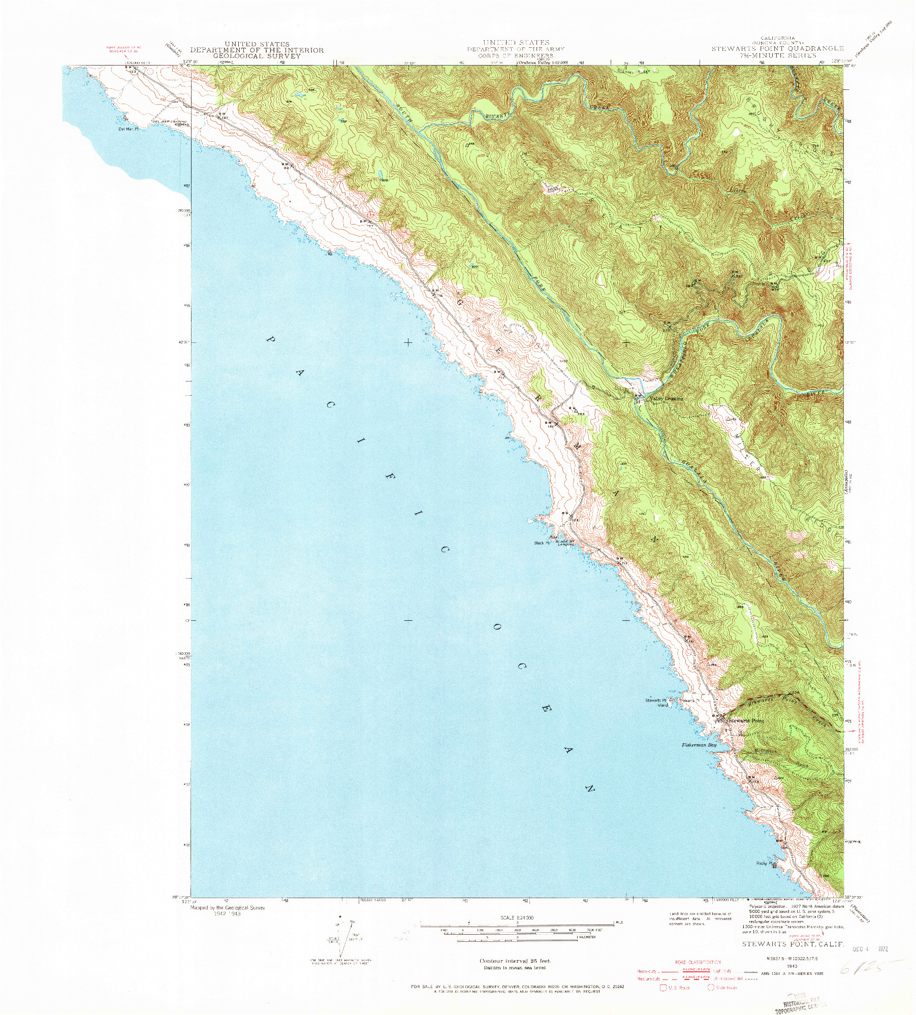 USGS 1:24000-SCALE QUADRANGLE FOR STEWARTS POINT, CA 1943
