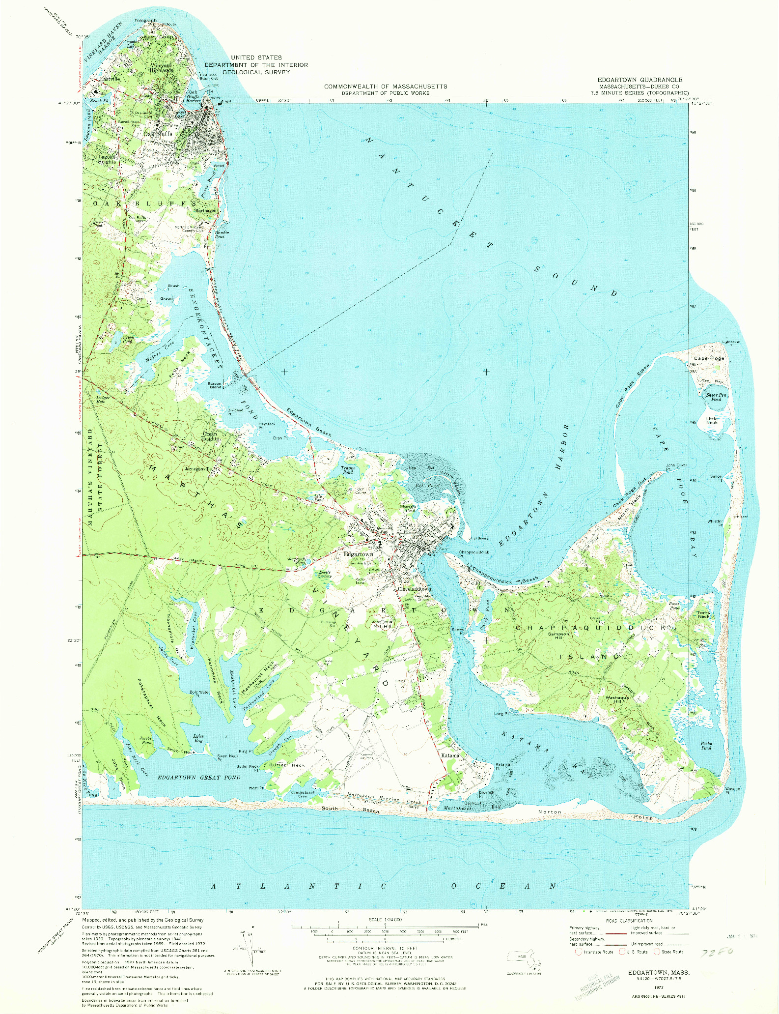 USGS 1:24000-SCALE QUADRANGLE FOR EDGARTOWN, MA 1972