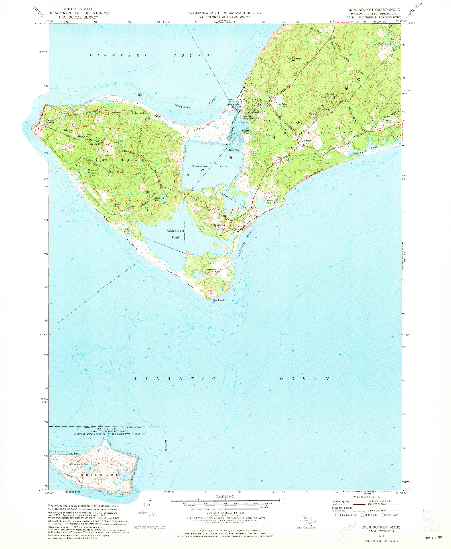 USGS 1:24000-SCALE QUADRANGLE FOR SQUIBNOCKET, MA 1972