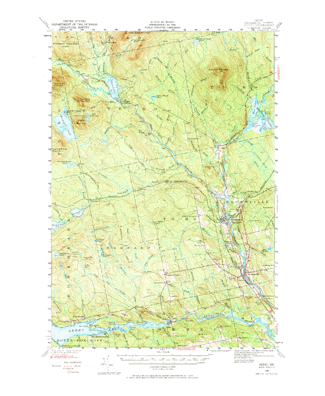 USGS 1:62500-SCALE QUADRANGLE FOR SEBEC, ME 1940