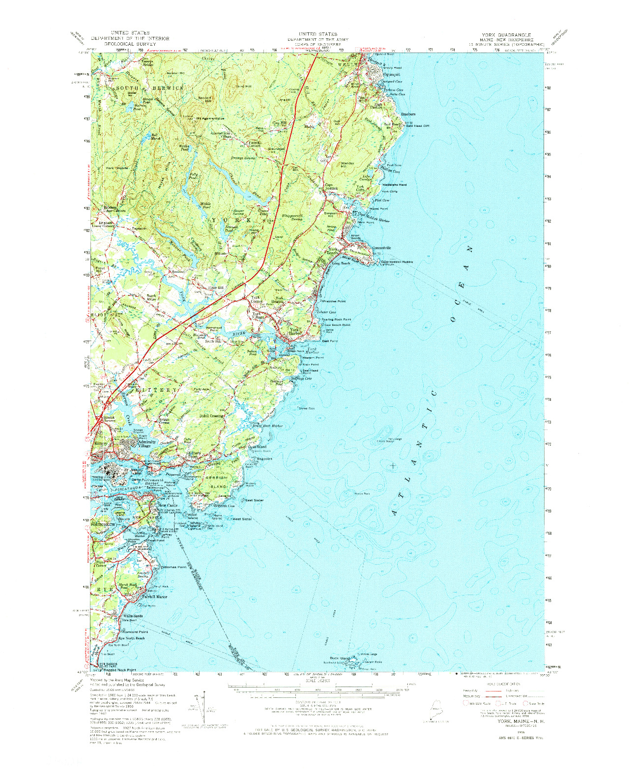 USGS 1:62500-SCALE QUADRANGLE FOR YORK, ME 1956