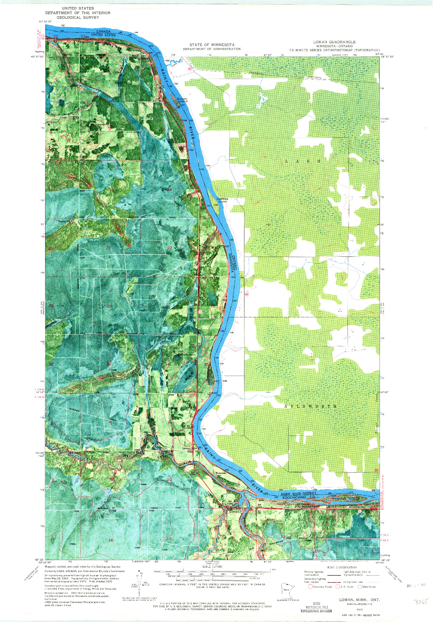 USGS 1:24000-SCALE QUADRANGLE FOR LOMAN, MN 1970