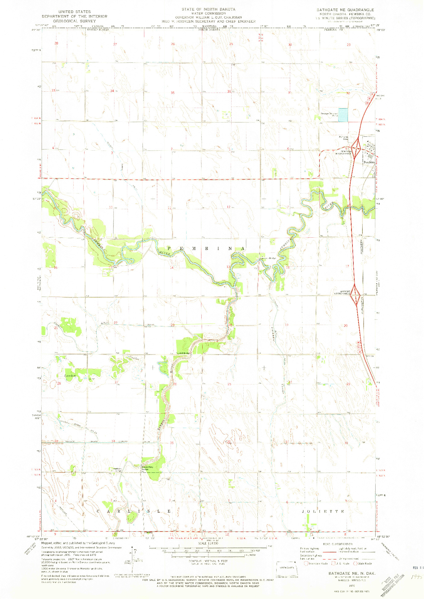 USGS 1:24000-SCALE QUADRANGLE FOR BATHGATE NE, ND 1970