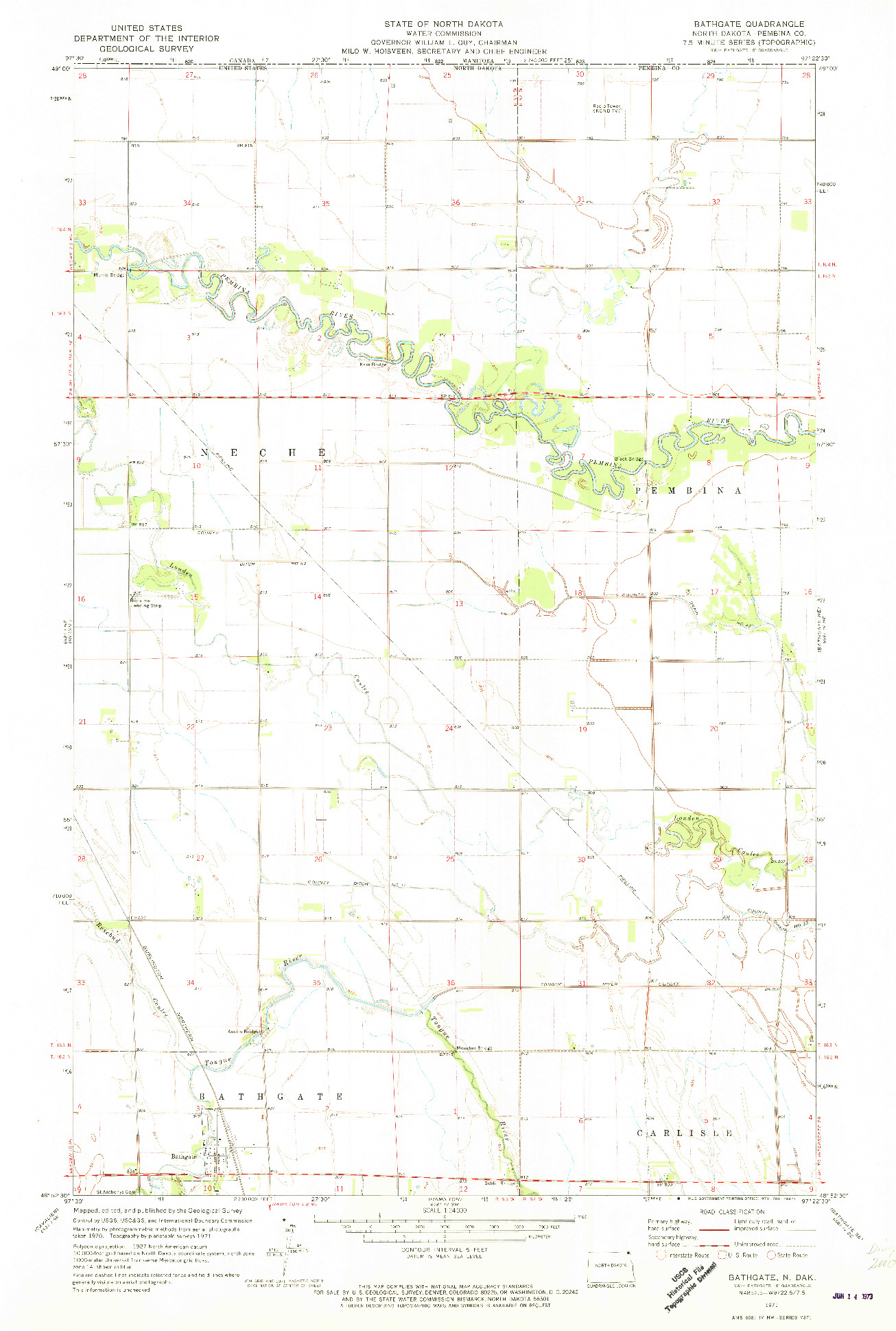 USGS 1:24000-SCALE QUADRANGLE FOR BATHGATE, ND 1971