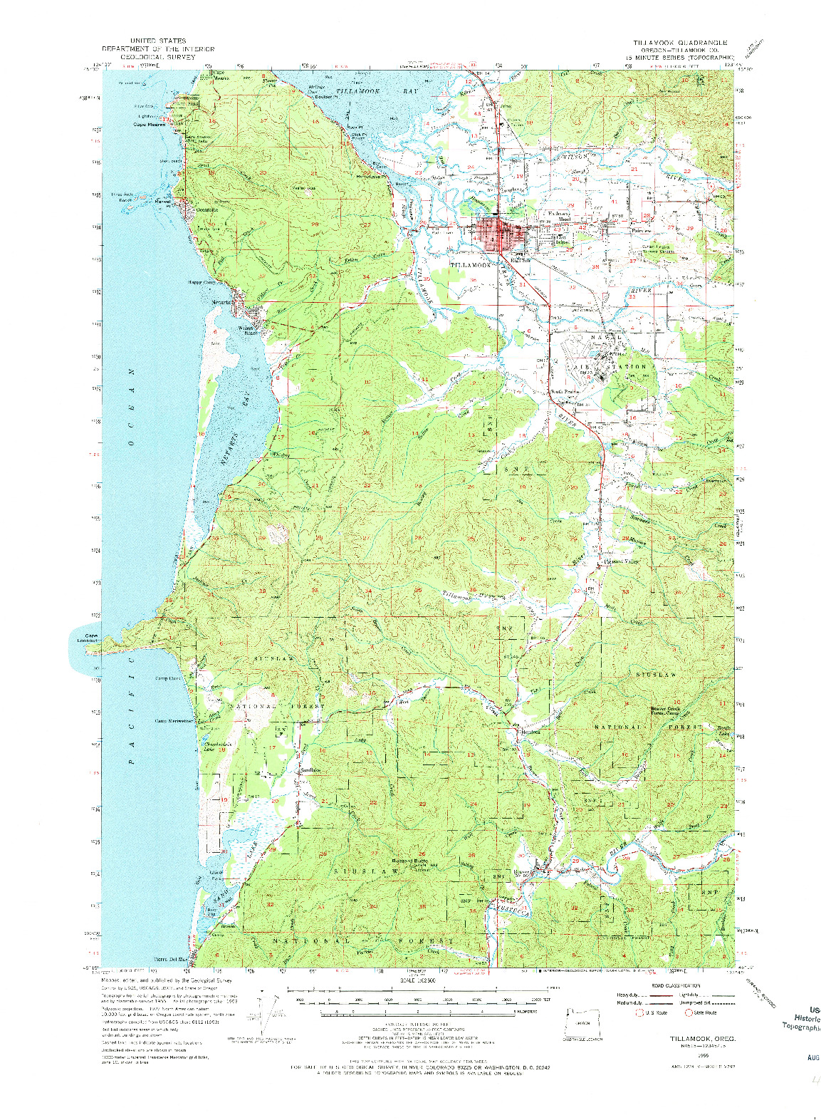 USGS 1:62500-SCALE QUADRANGLE FOR TILLAMOOK, OR 1955