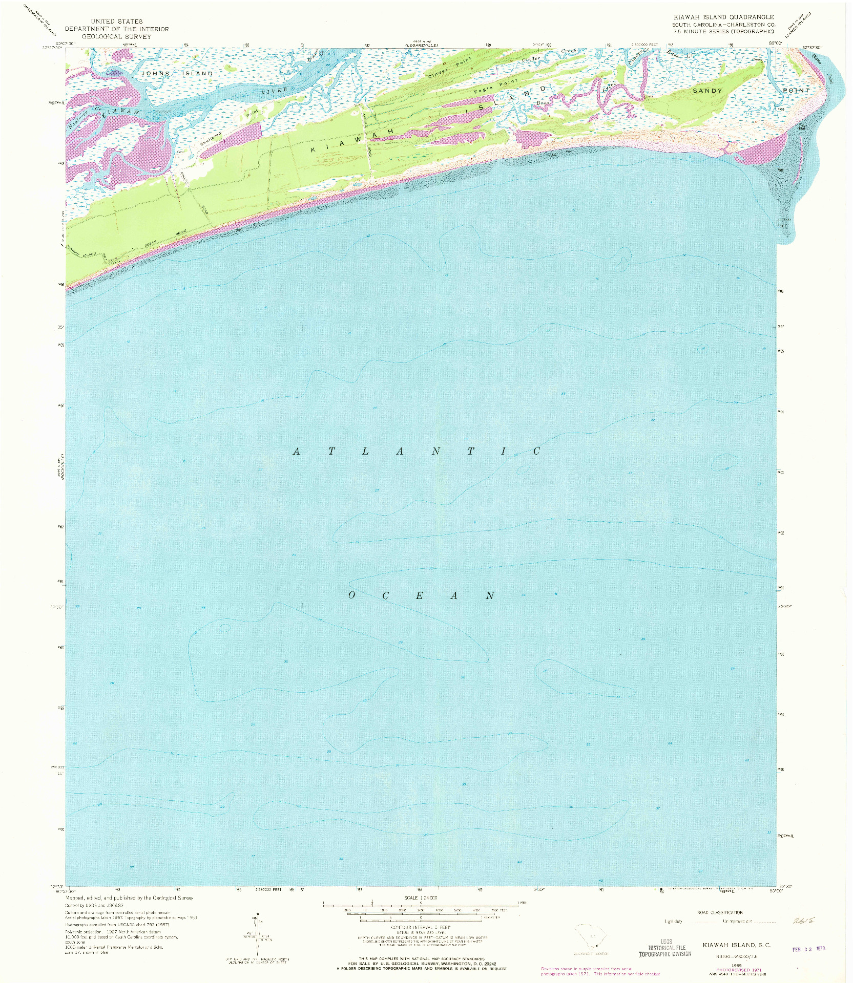 USGS 1:24000-SCALE QUADRANGLE FOR KIAWAH ISLAND, SC 1959