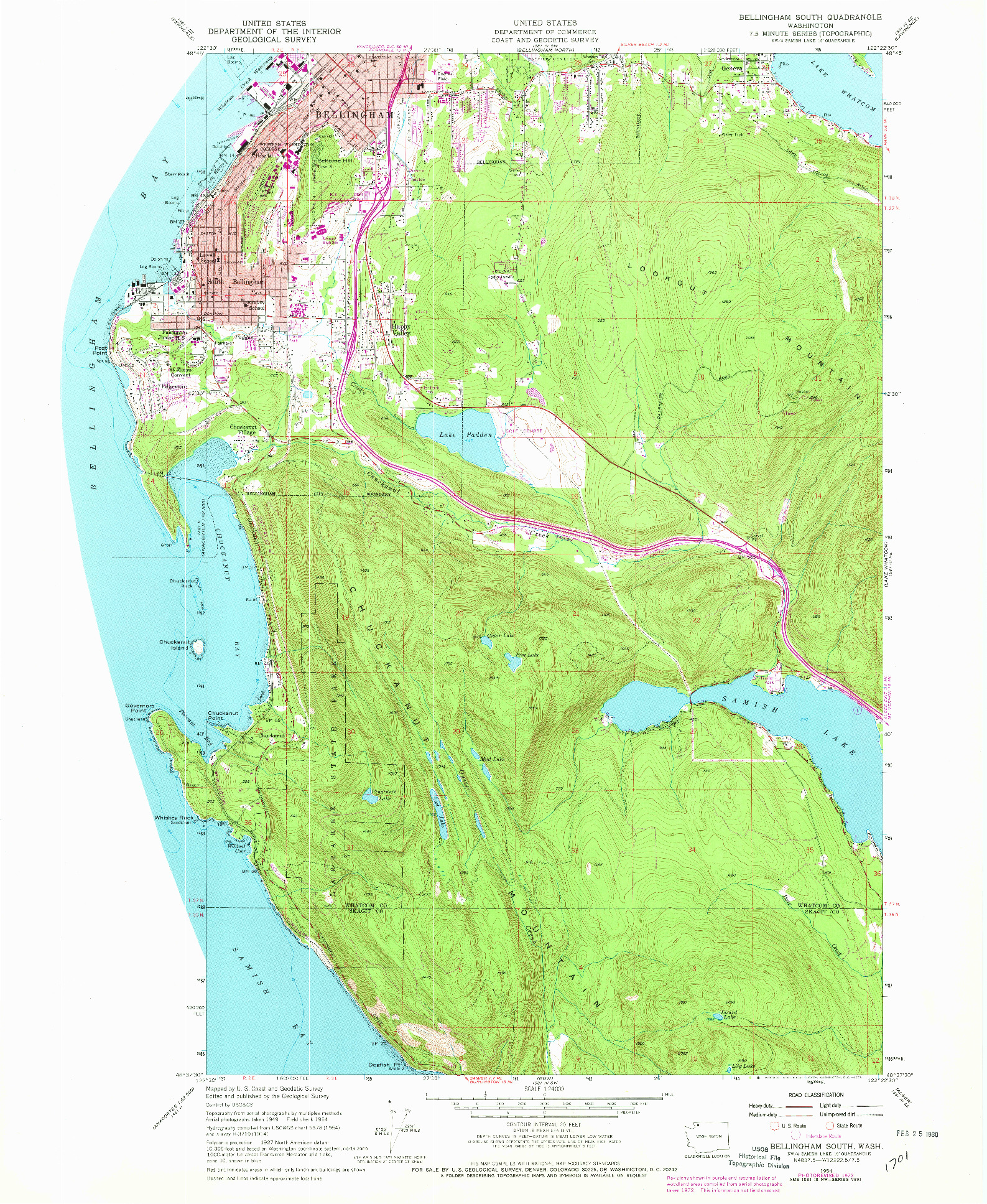 USGS 1:24000-SCALE QUADRANGLE FOR BELLINGHAM SOUTH, WA 1954