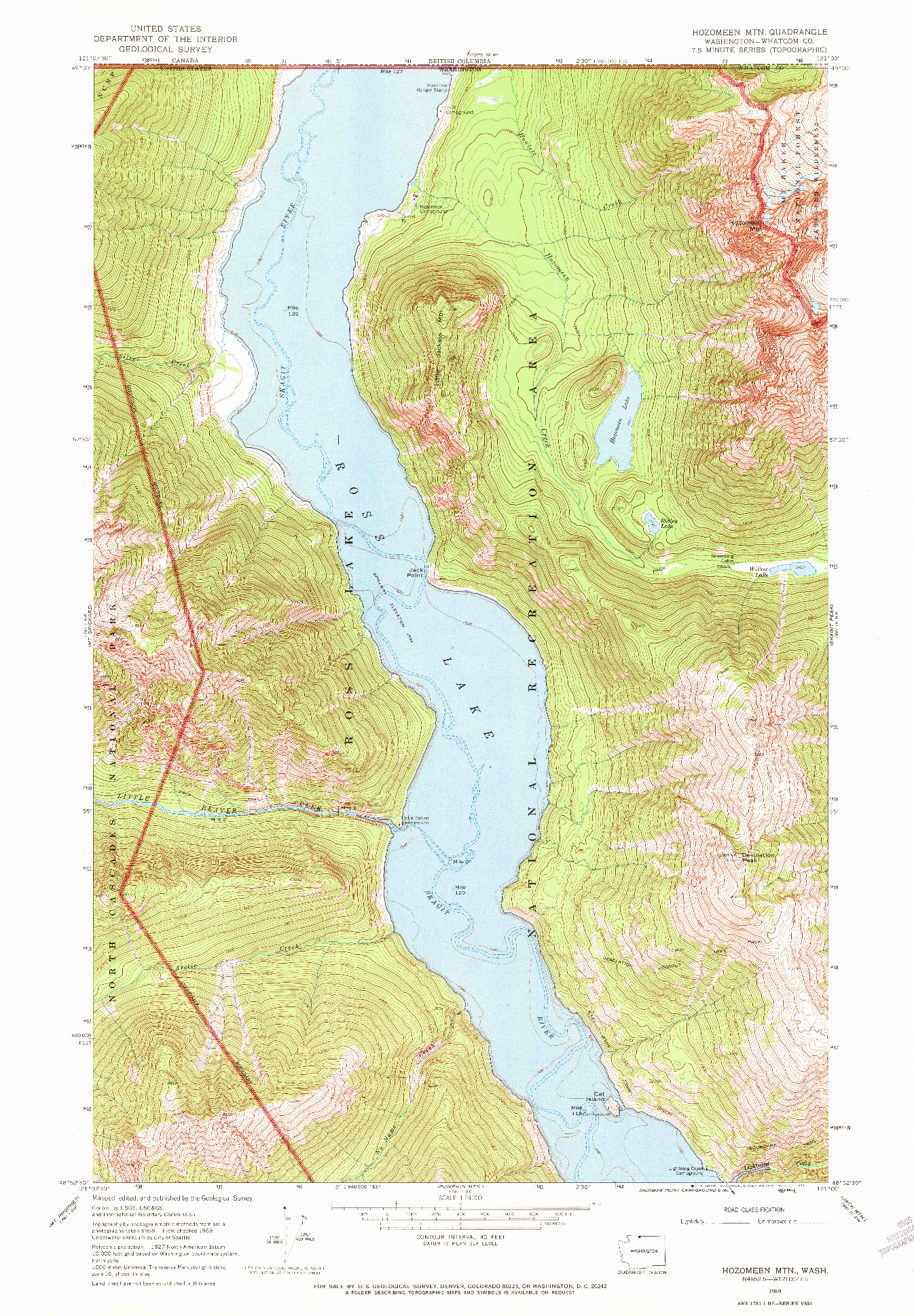 USGS 1:24000-SCALE QUADRANGLE FOR HOZOMEEN MTN, WA 1969