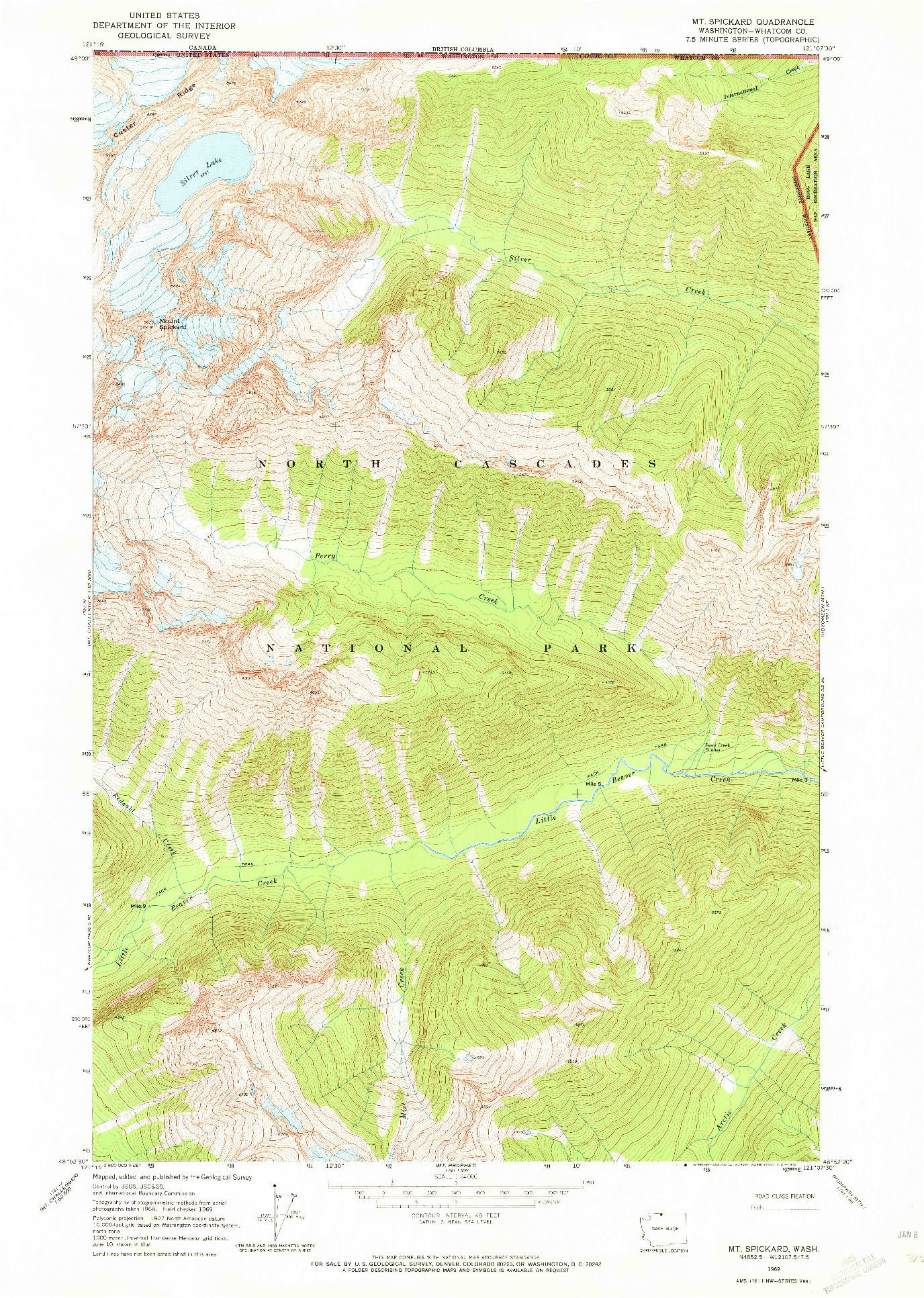 USGS 1:24000-SCALE QUADRANGLE FOR MT SPICKARD, WA 1969
