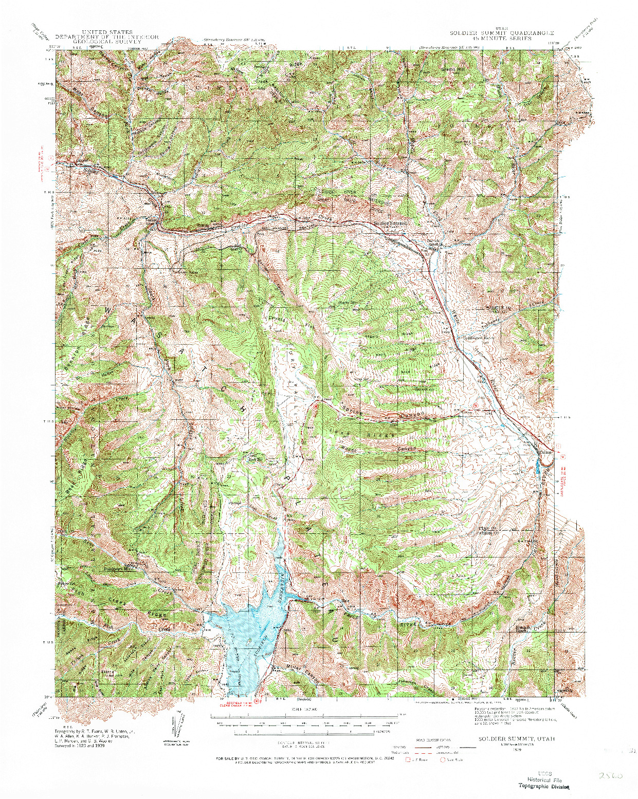 USGS 1:62500-SCALE QUADRANGLE FOR SOLDIER SUMMIT, UT 1939