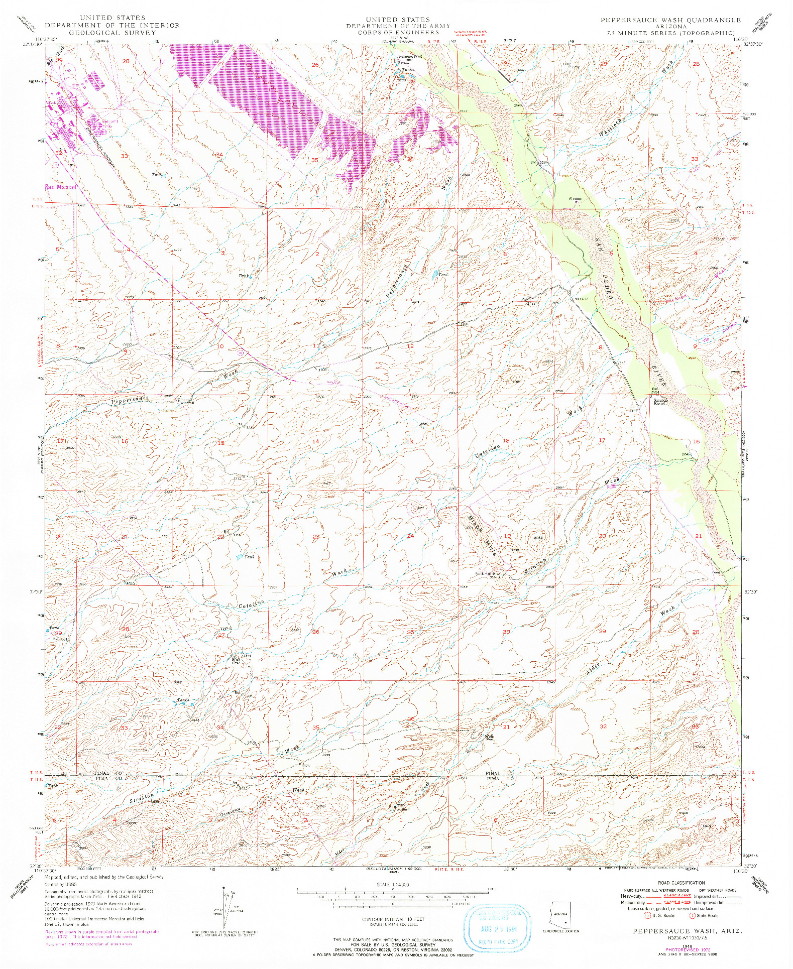 USGS 1:24000-SCALE QUADRANGLE FOR PEPPERSAUCE WASH, AZ 1948