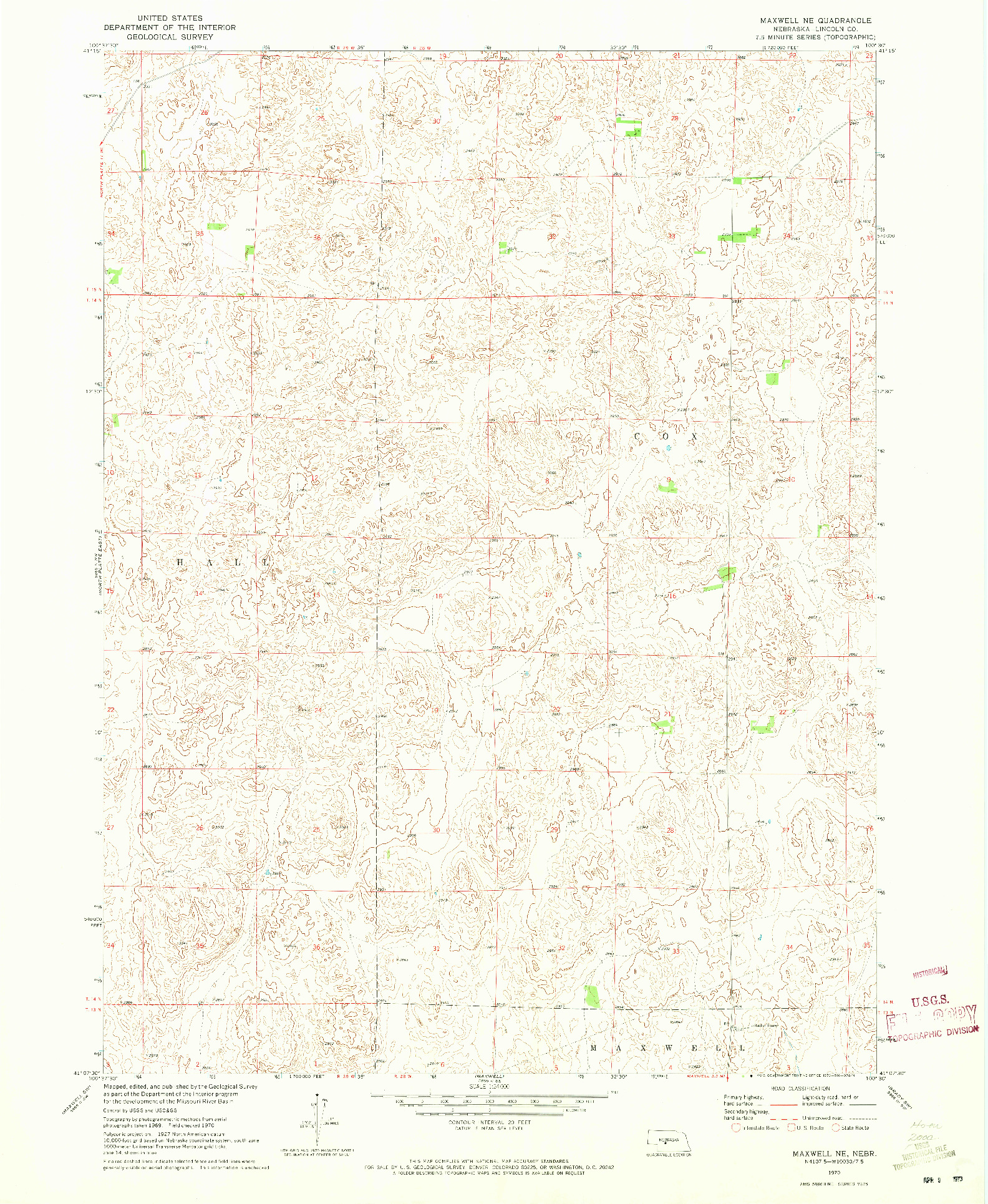 USGS 1:24000-SCALE QUADRANGLE FOR MAXWELL NE, NE 1970