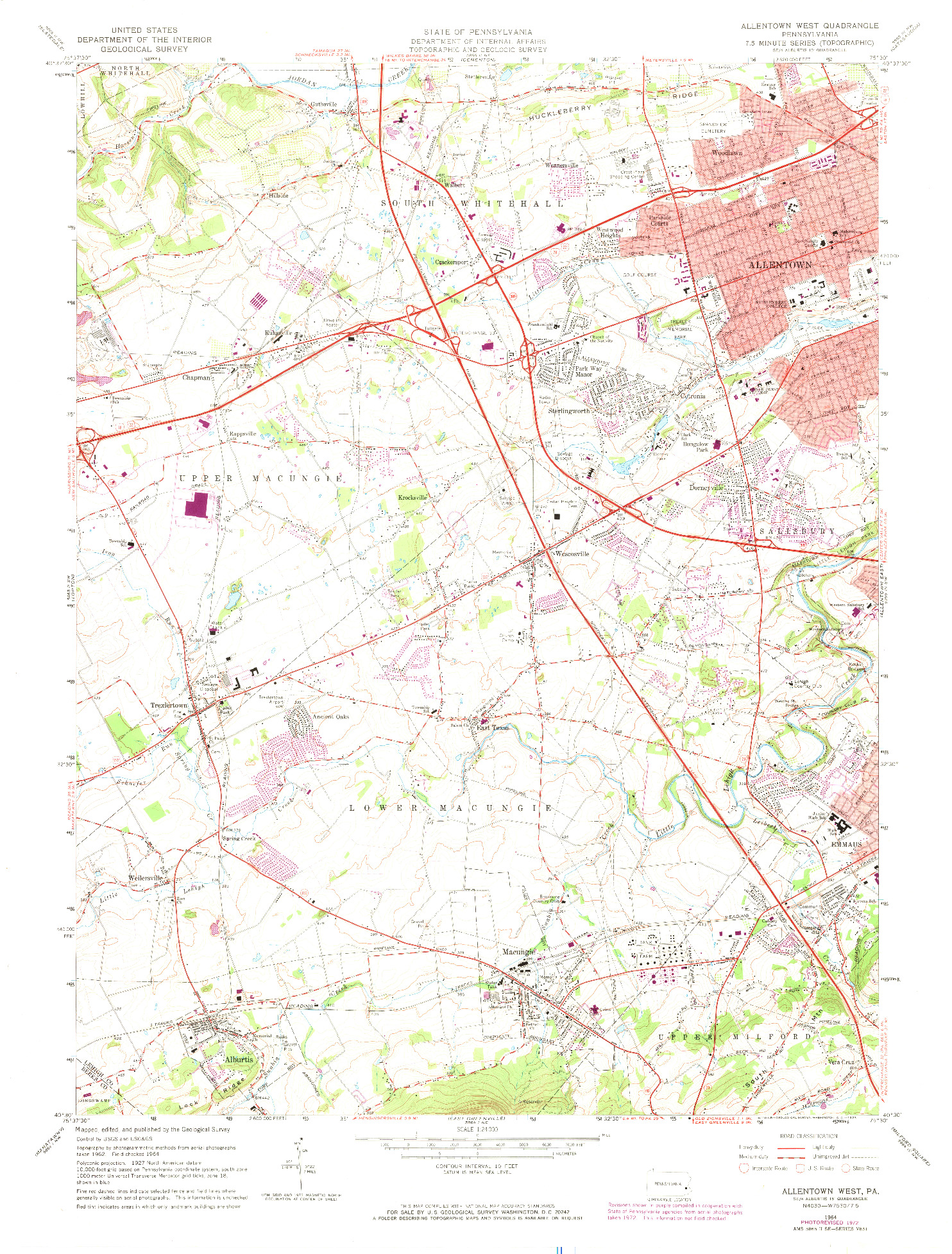 USGS 1:24000-SCALE QUADRANGLE FOR ALLENTOWN WEST, PA 1964