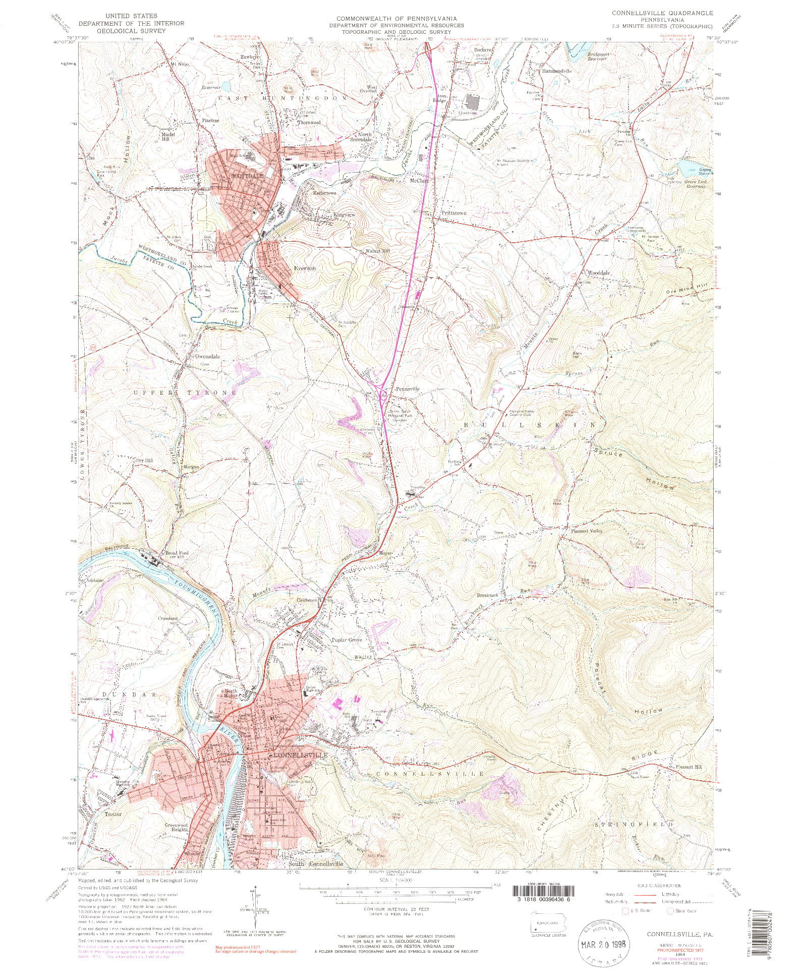 USGS 1:24000-SCALE QUADRANGLE FOR CONNELLSVILLE, PA 1964