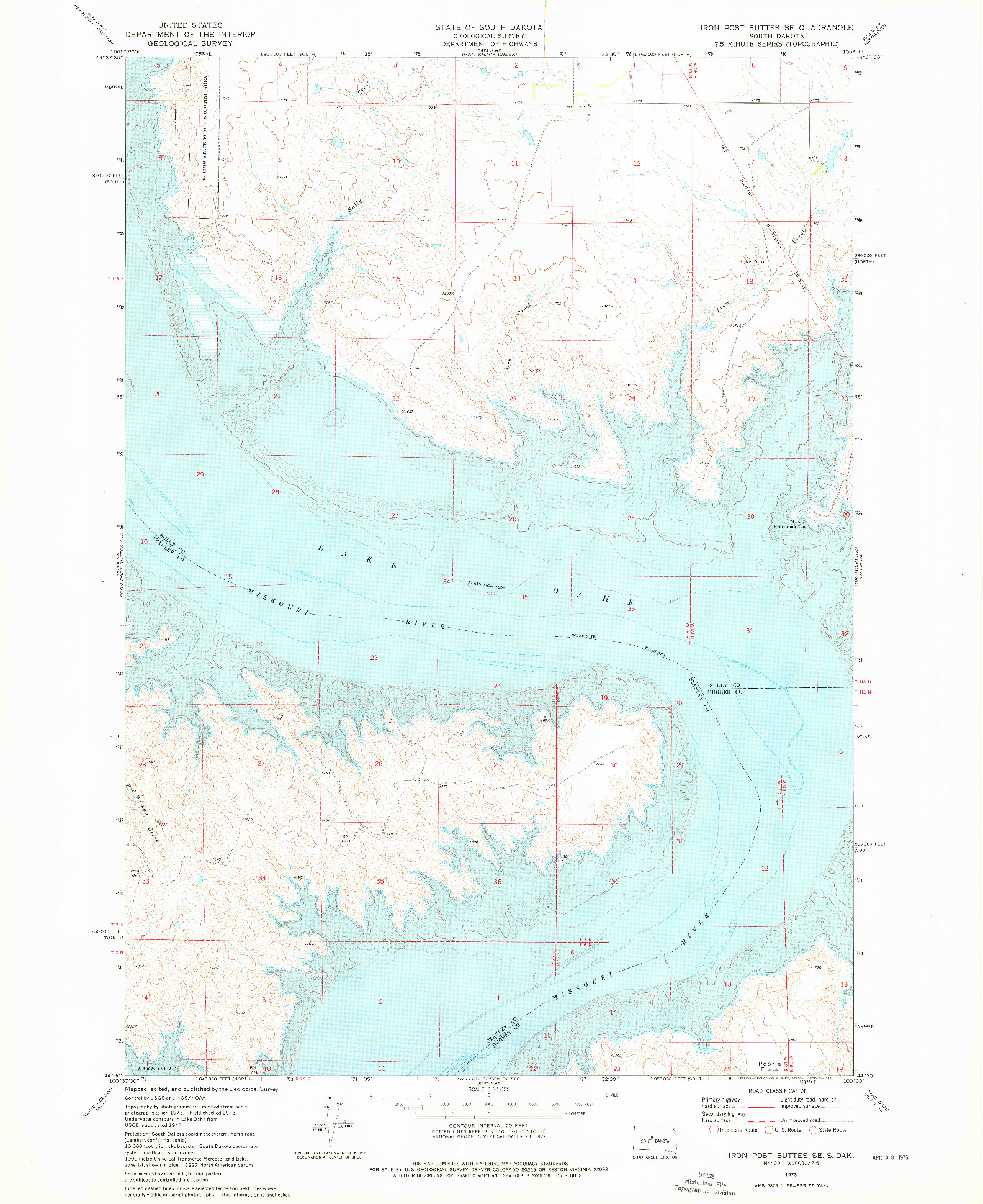 USGS 1:24000-SCALE QUADRANGLE FOR IRON POST BUTTES SE, SD 1973